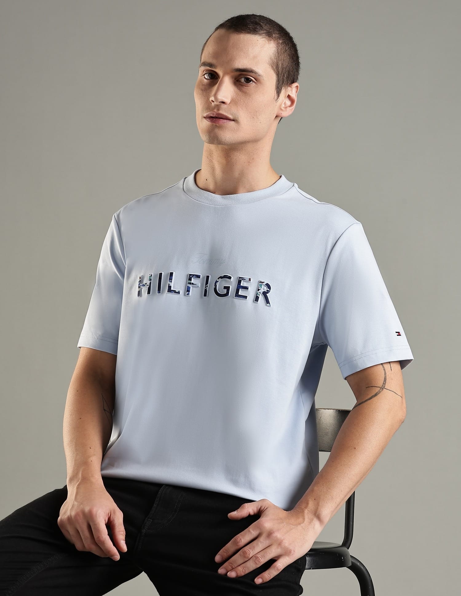 Buy Tommy Hilfiger Logo Regular Fit Cotton T-Shirt