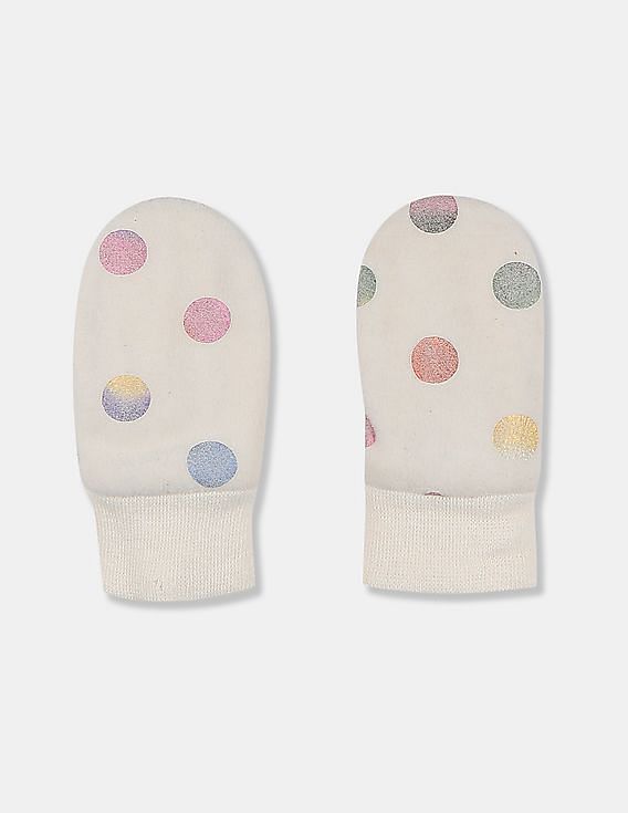 Buy GAP Girls White Pro Fleece Shimmer Dot Mittens NNNOW