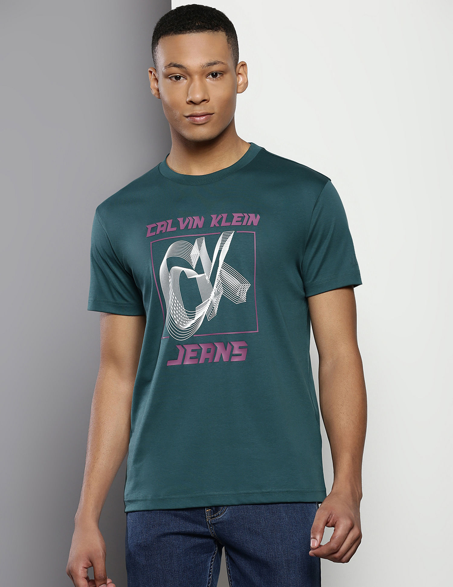 Calvin Klein Crew Neck Monogram Print T-Shirt