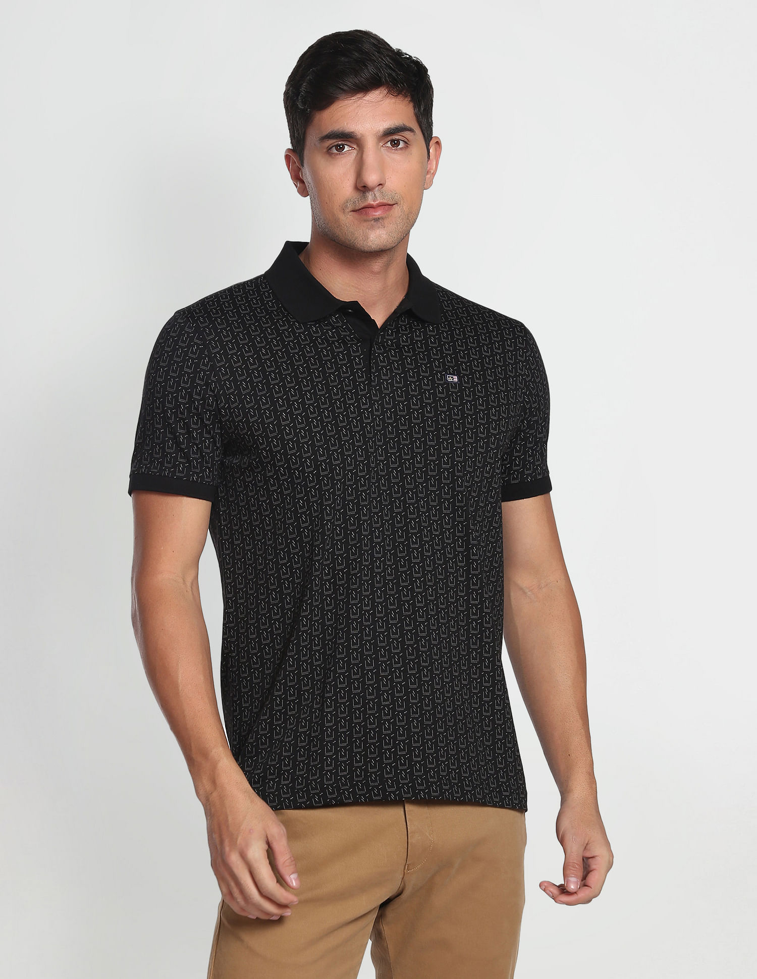 Arrow Sports All Over Print Cotton Polo T-Shirt