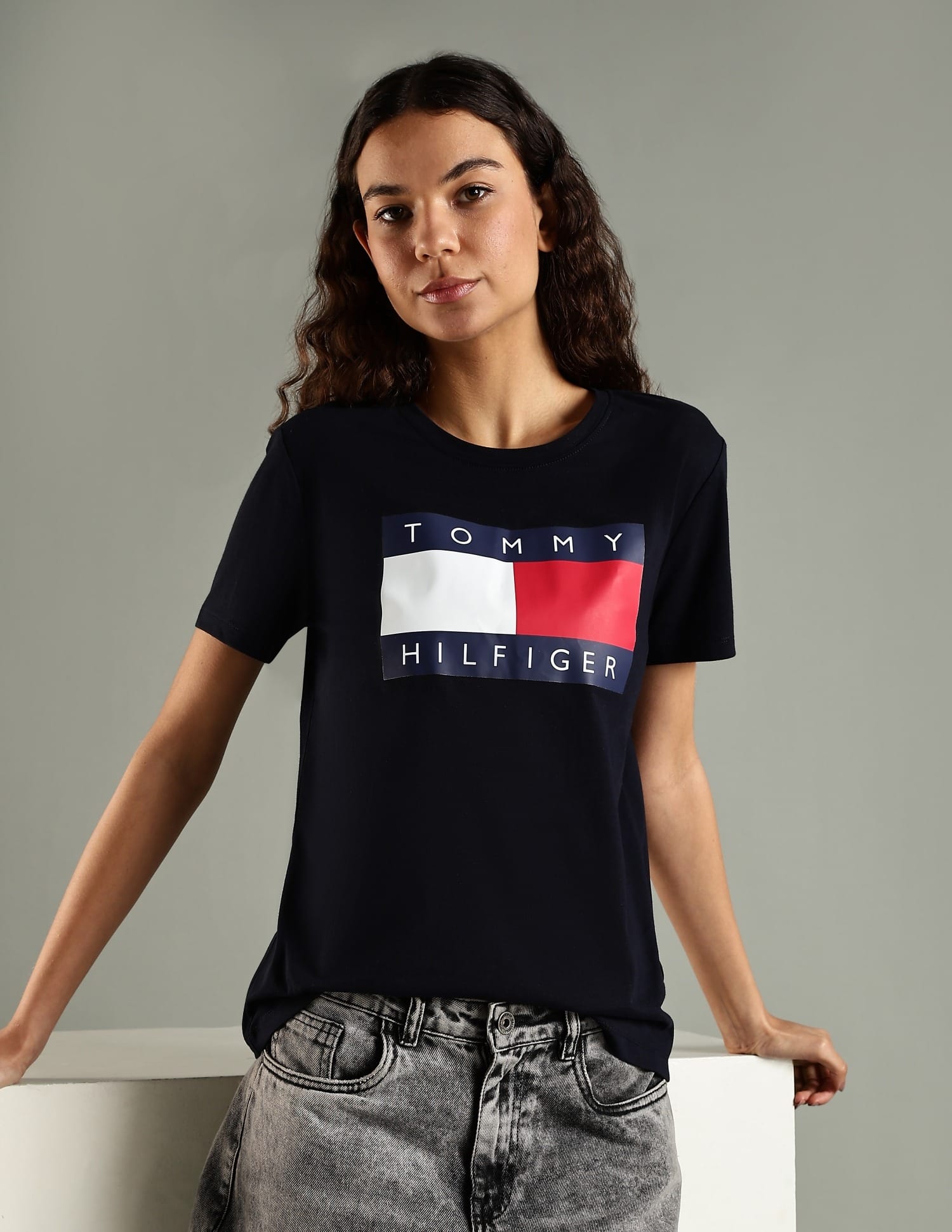 Buy Tommy Hilfiger Logo Regular Fit Cotton T-Shirt