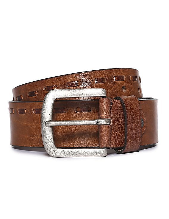 Buy Flying Machine Stitched Leather Belt NNNOW