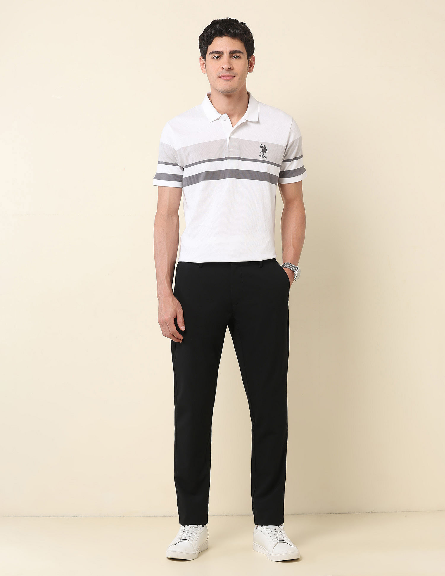 U.S. Polo Assn. Austin Slim Fit Solid Trousers