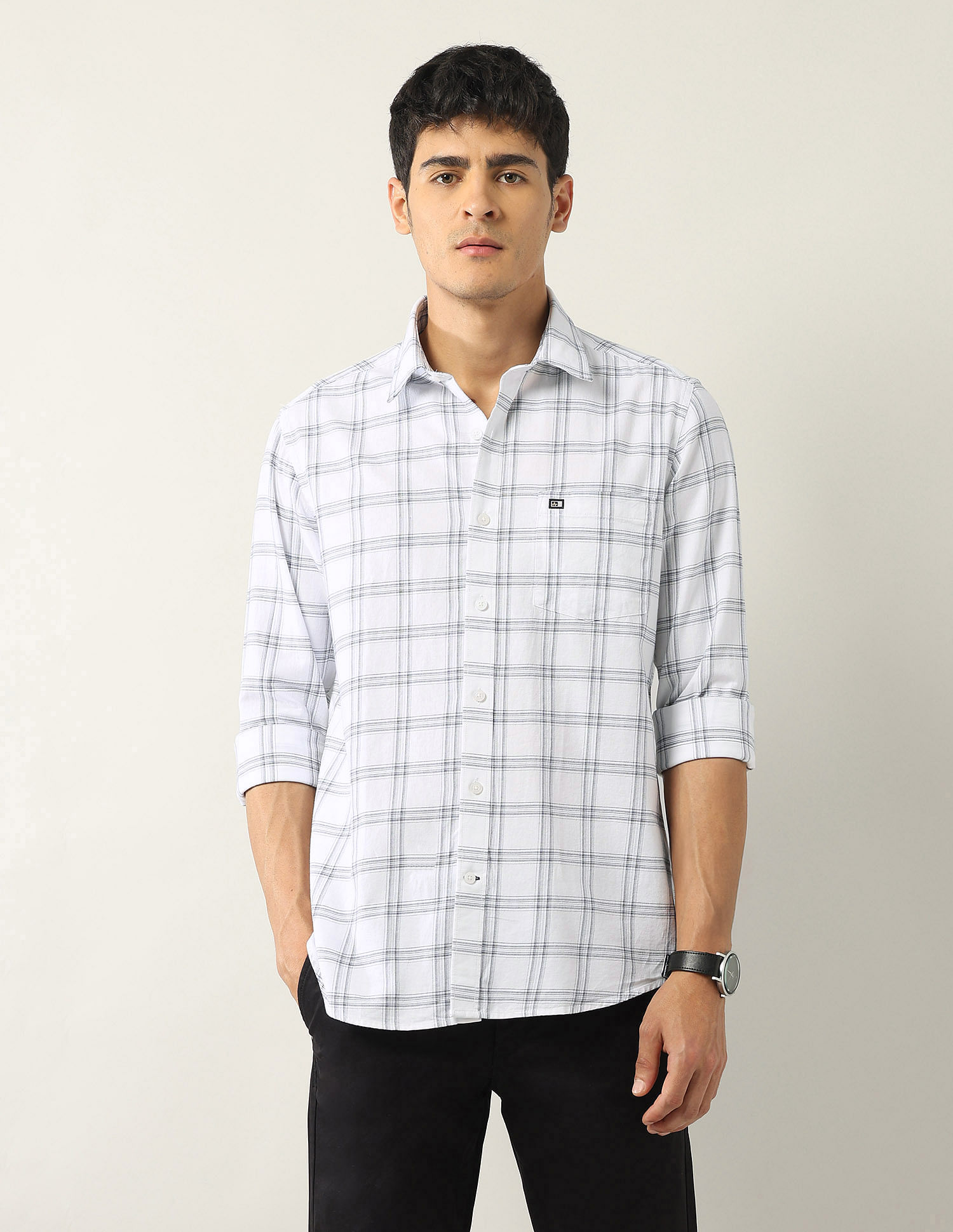 Arrow Sport Grid Tattersall Checked Pure Cotton Shirt