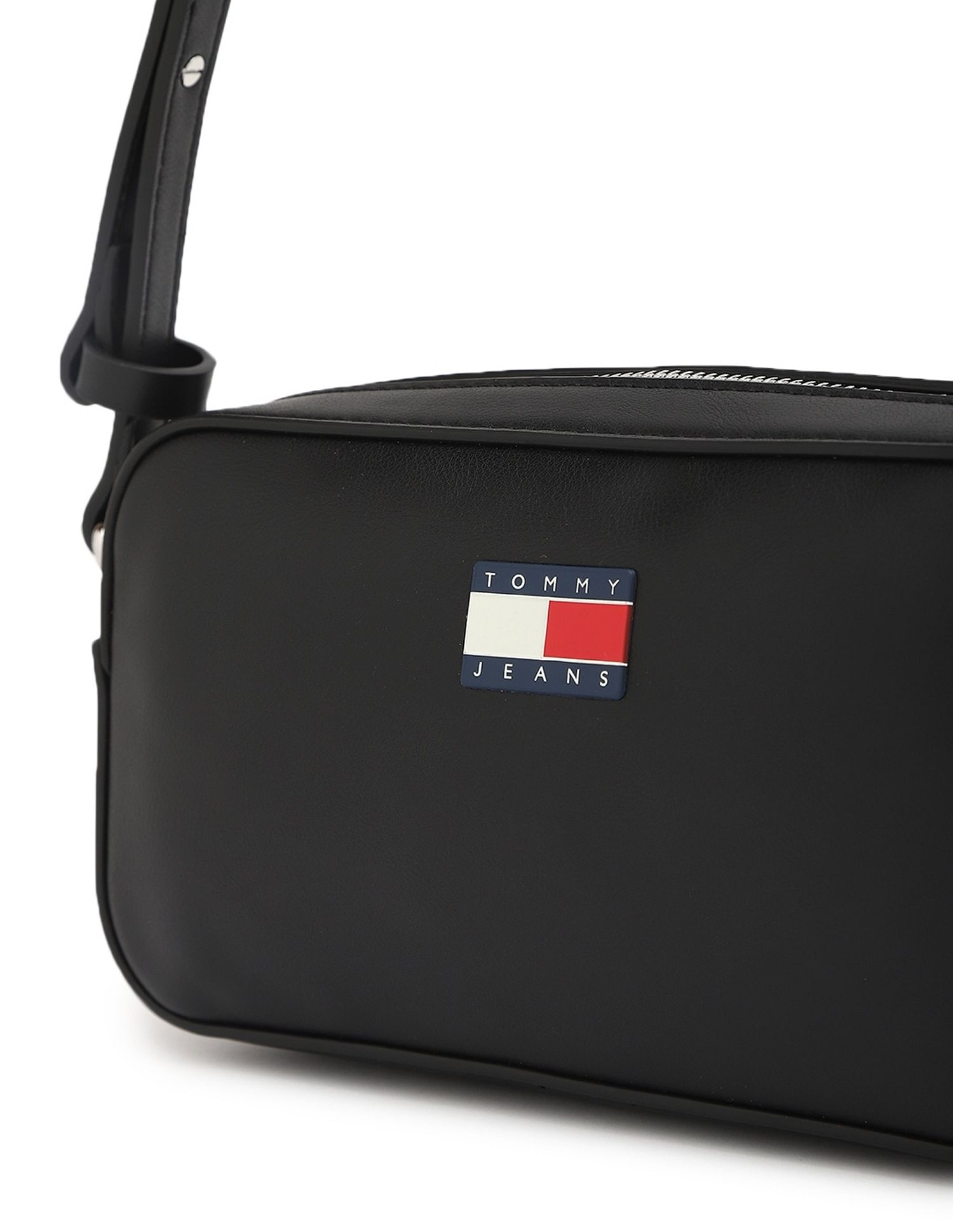 Tommy Hilfiger Solid Black Pu Sling Bag