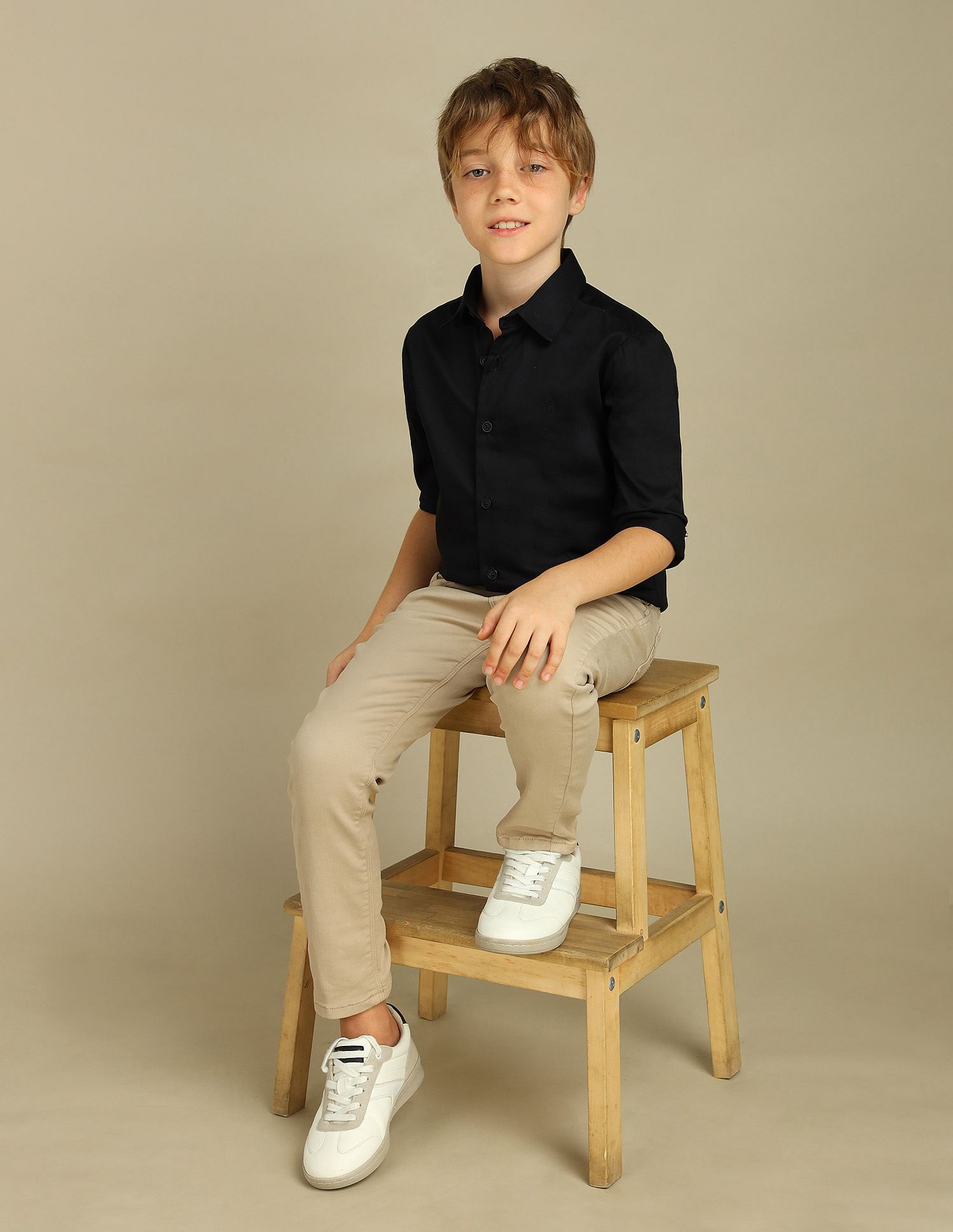 U.S. Polo Assn. Kids Boys Sateen Cotton Shirt