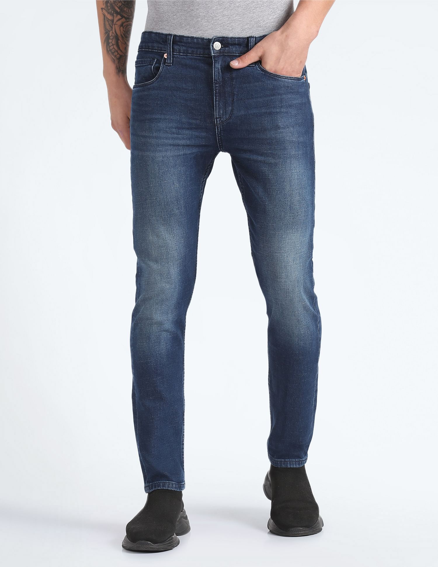 Flying Machine Slash Slim Tapered Mid Rise Jeans