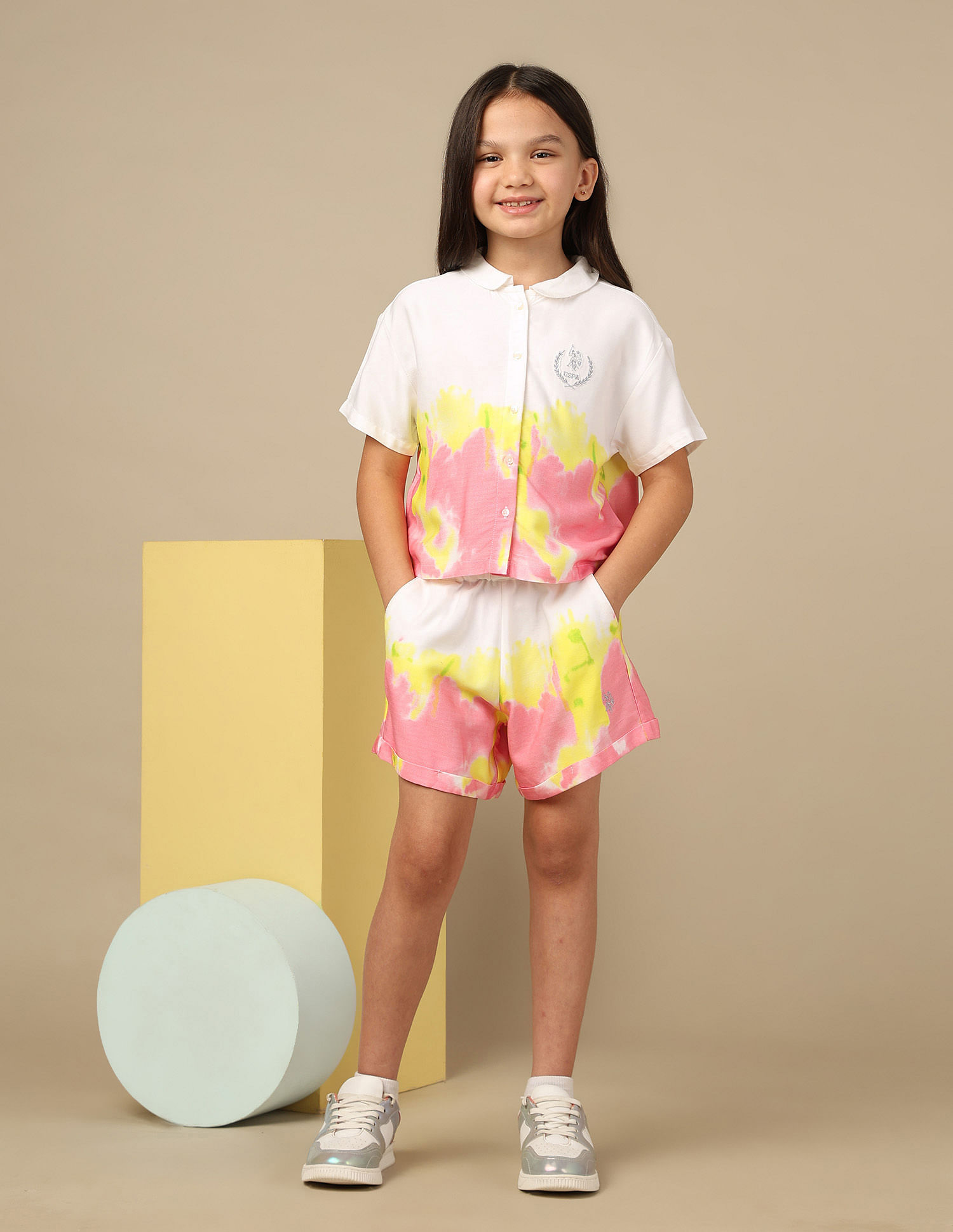 U.S. Polo Assn. Kids Girls Tie-Dyed Shorts
