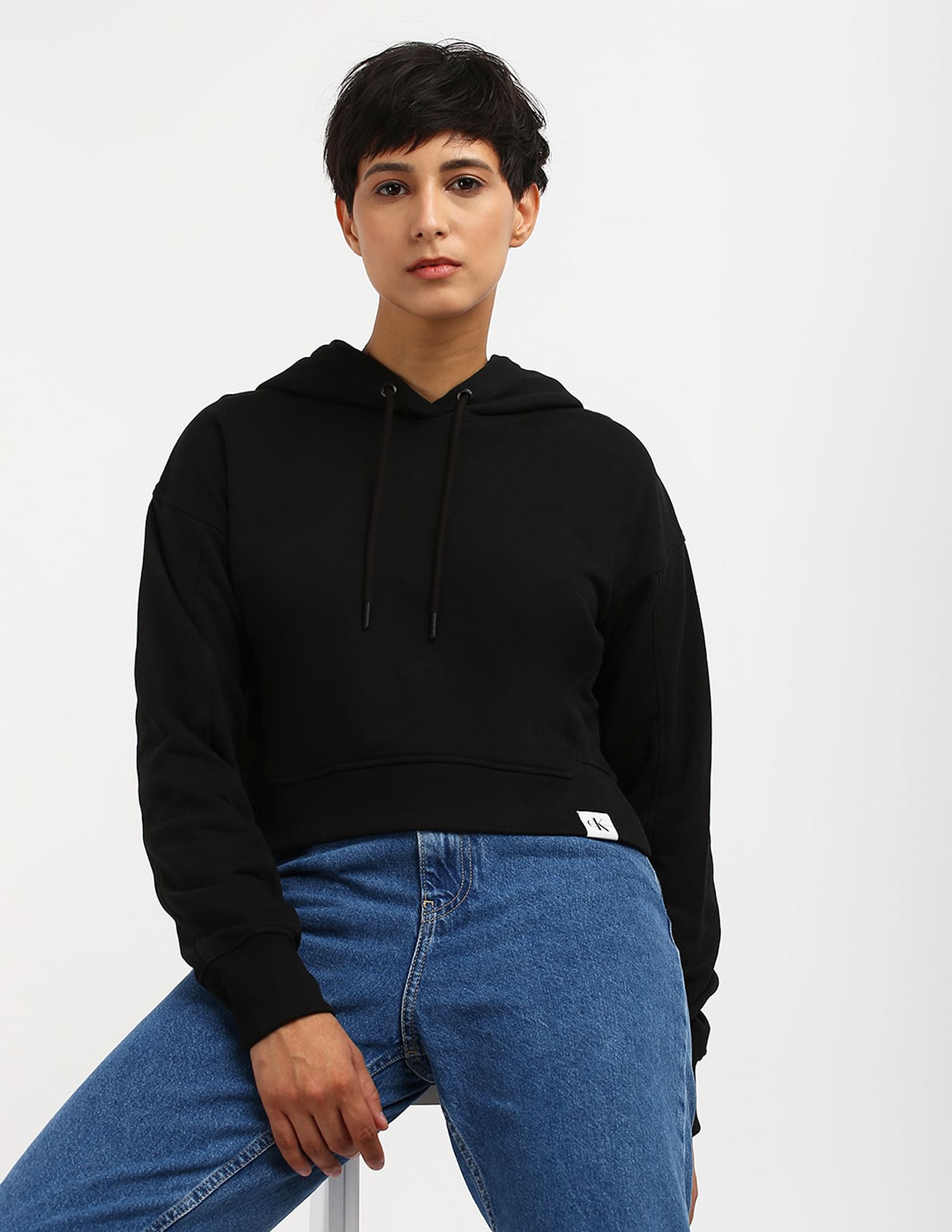 Calvin Klein Rib Mix Tab Hooded Sweatshirt