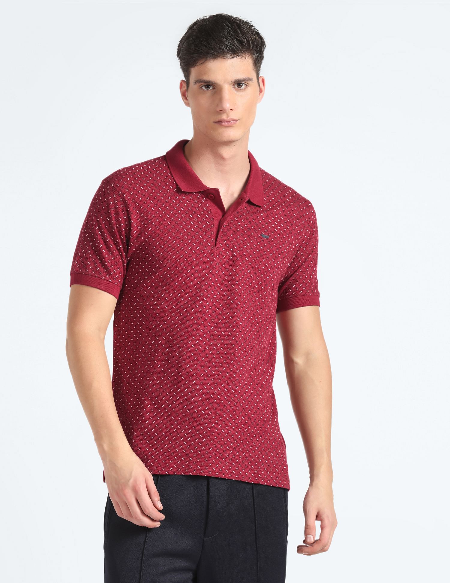 Flying Machine Cotton Pique All Over Print Polo Shirt