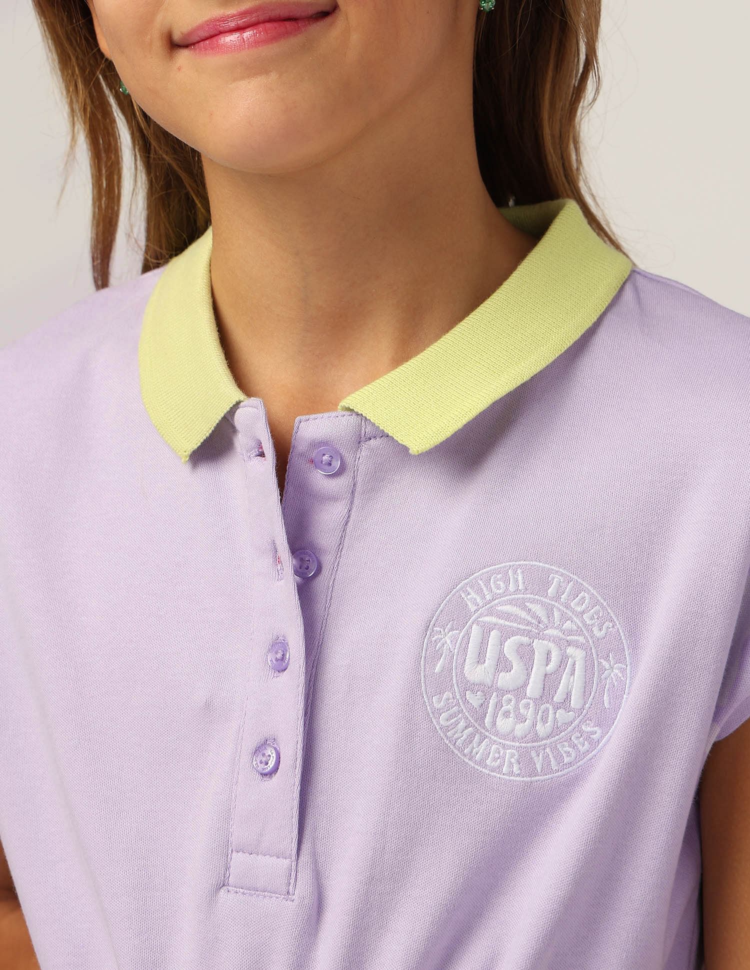 U.S. Polo Assn. Kids Girls Cinched Waist Polo Dress