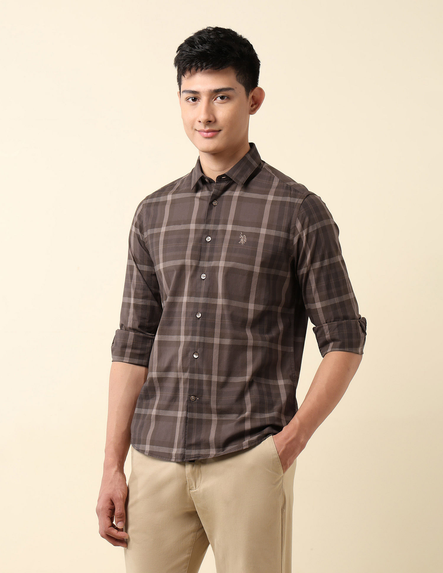 U.S. Polo Assn. Plaid Checked Tailored Fit Shirt
