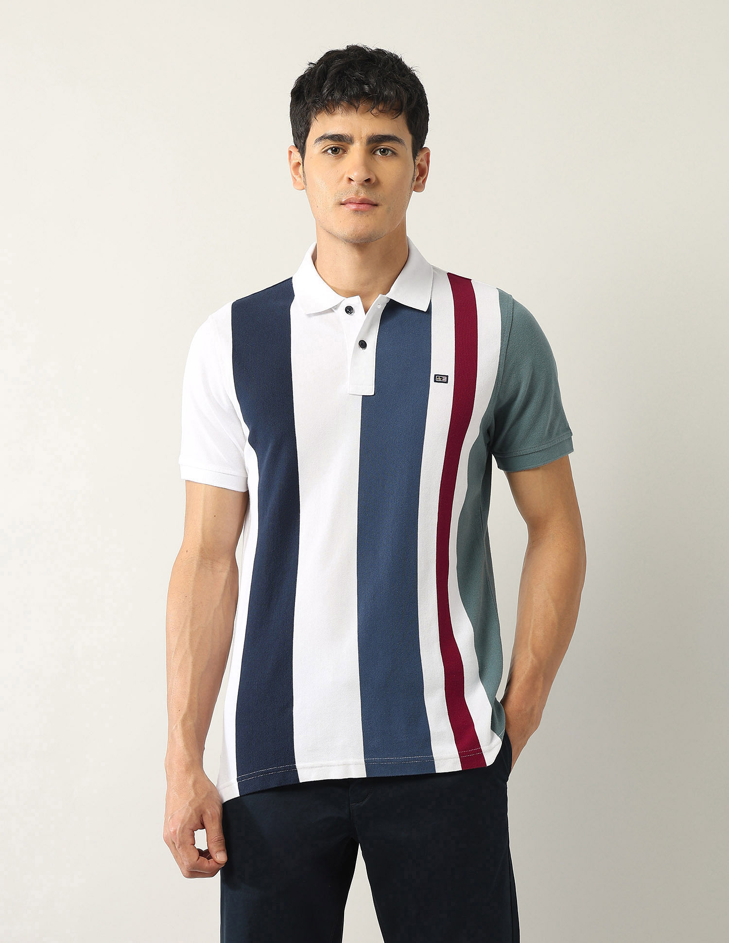 Arrow Sport Vertical Striped Regular Fit Polo Shirt