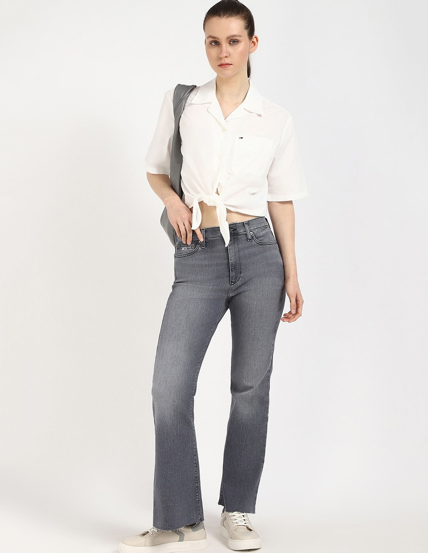 Tommy Hilfiger Solid Cropped Shirt