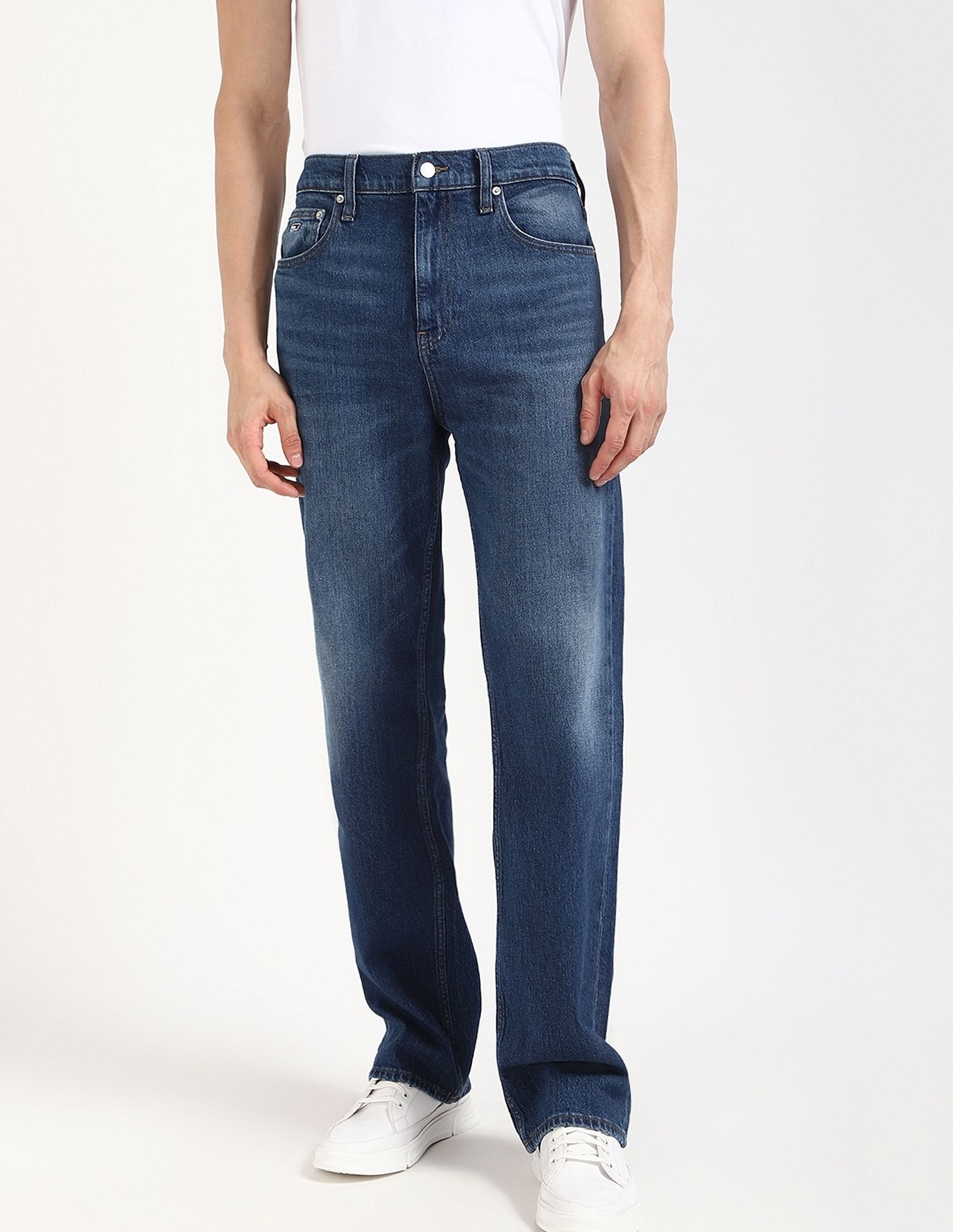 Tommy Hilfiger Light-Wash Regular-Fit Mid Rise Jeans