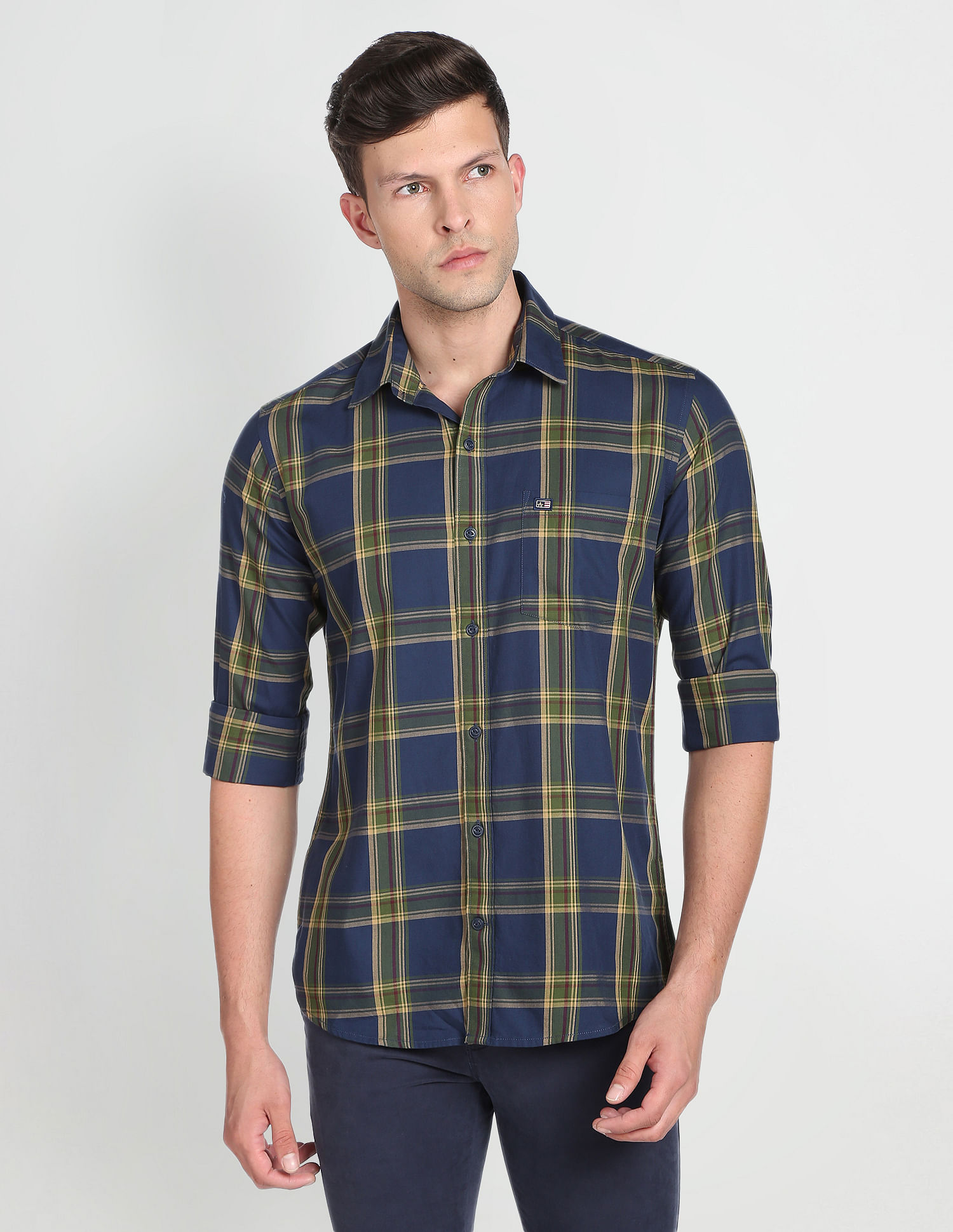 Arrow Sports Tartan Check Slim Fit Casual Shirt