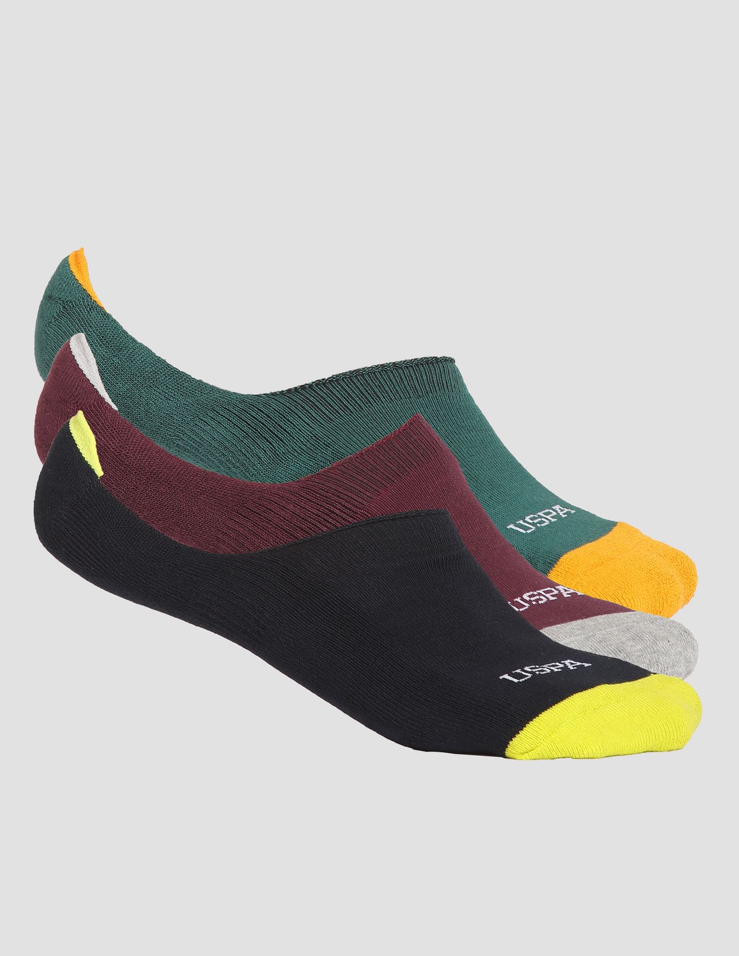 USPA Innerwear Terry Finish No Show ES004 Socks - Pack Of 3