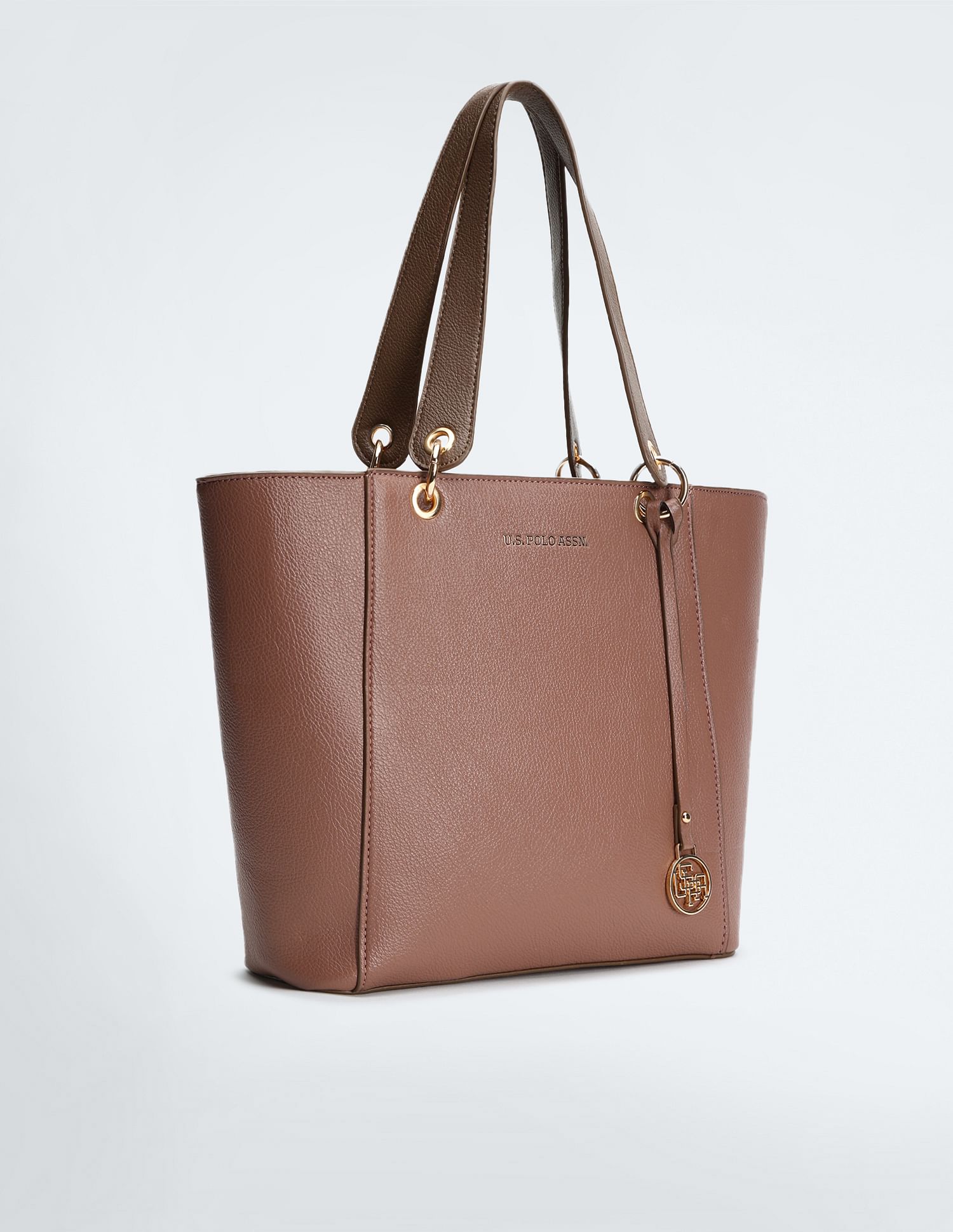 U.S. Polo Assn. Women Metallic Monogram Solid Tote Bag