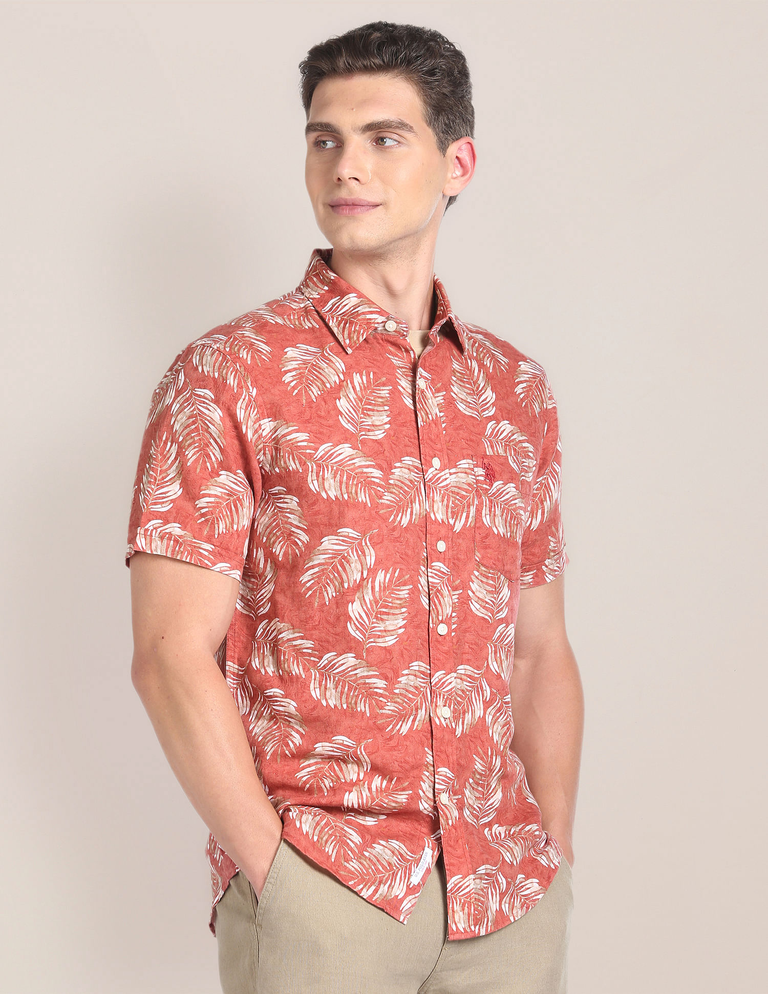 U.S. Polo Assn. Tropical Print Linen Shirt