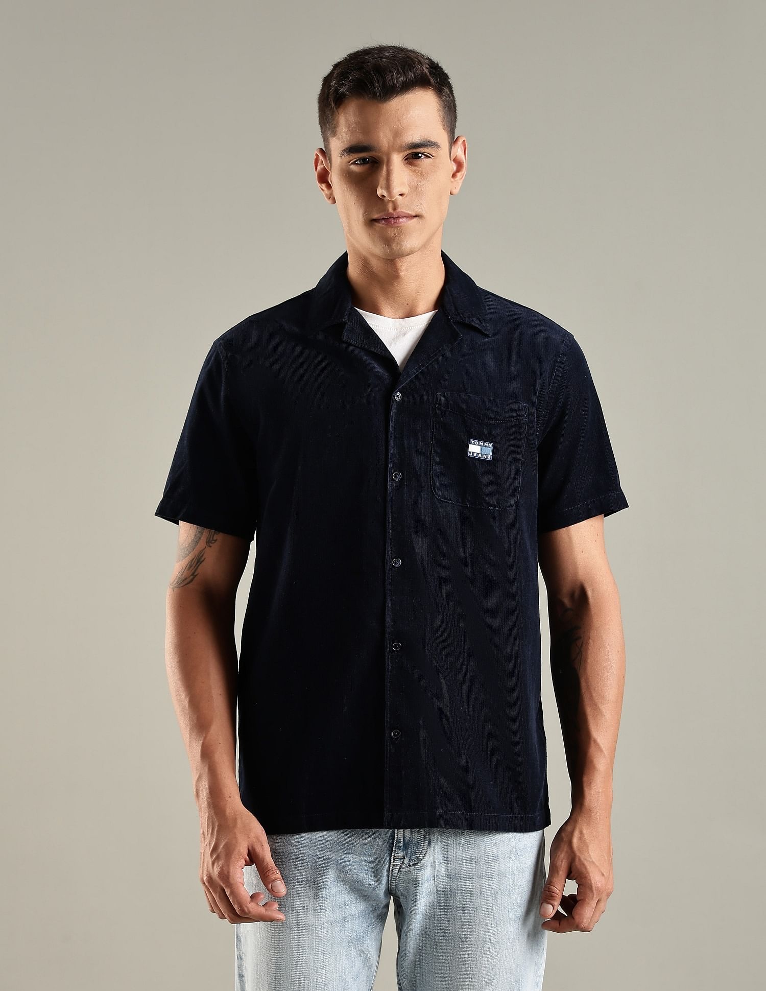 Tommy Hilfiger Solid Regular Fit Cotton Shirt