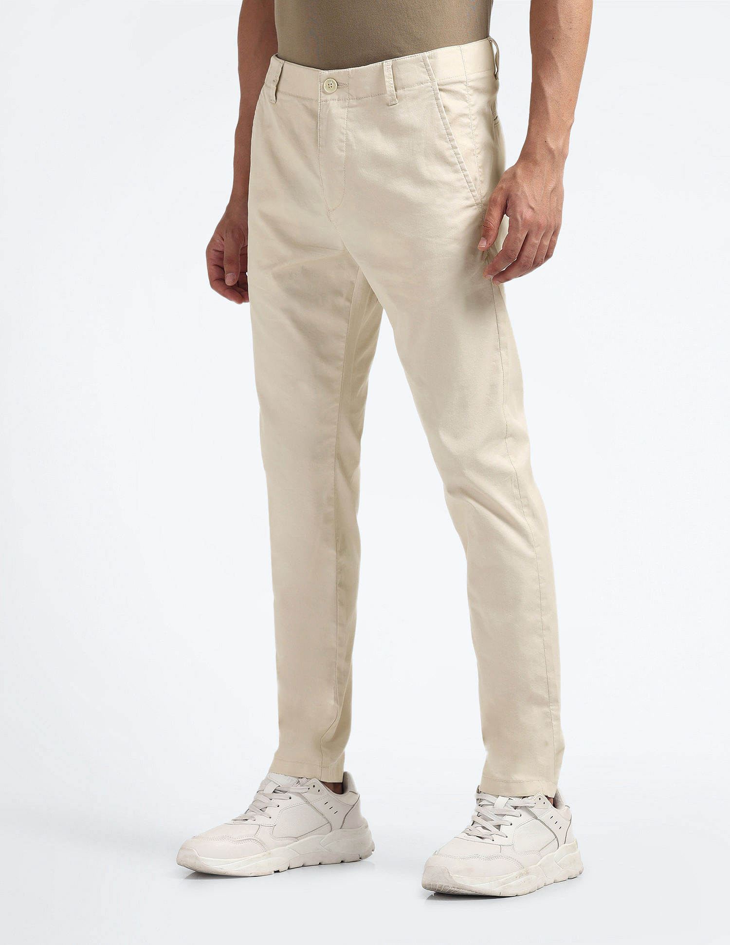 Flying Machine Mid Rise Slash Slim Tapered Fit Chinos