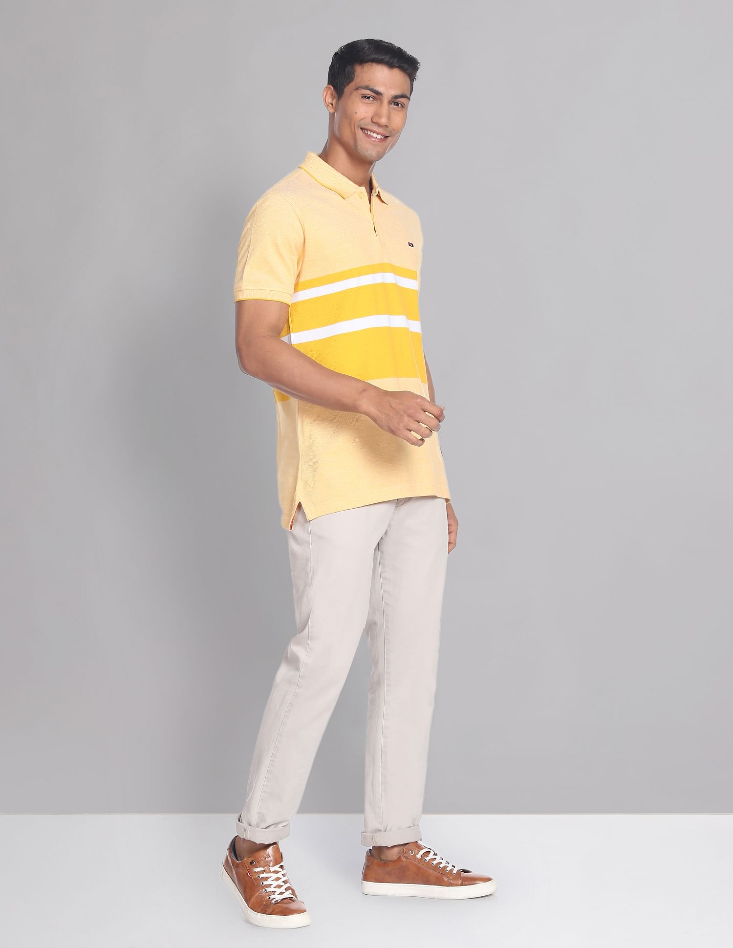 AD by Arvind Horizontal Stripe COOL-IT Real Deal Polo Shirt