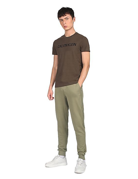 Calvin Klein Men Olive Slim Fit Brand Tape Joggers
