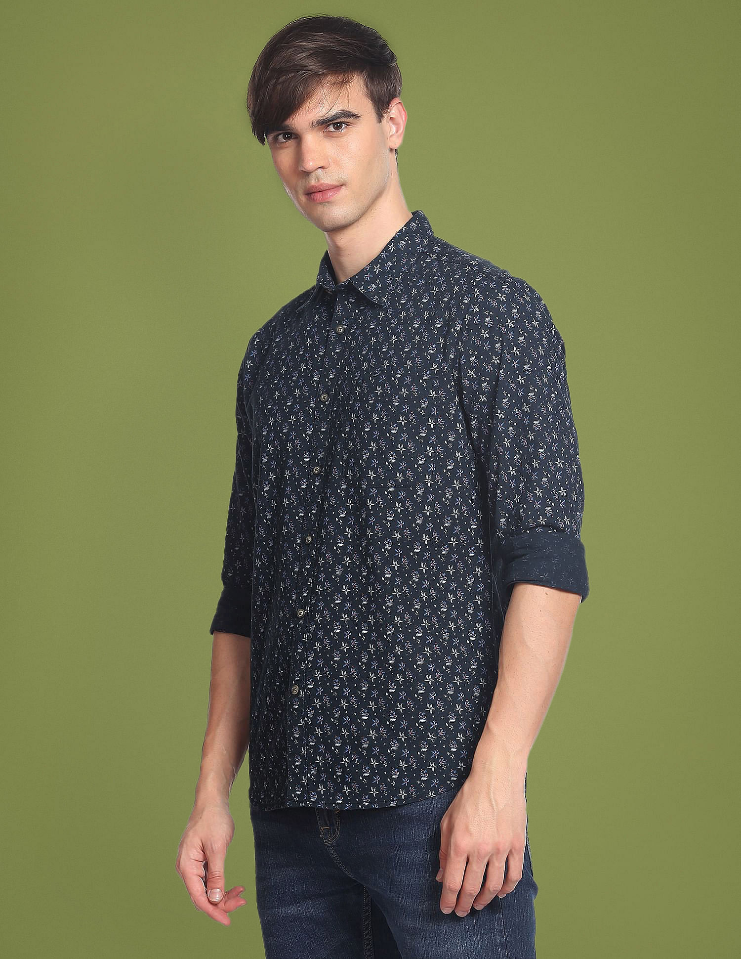Flying Machine Floral Print Cotton Shirt