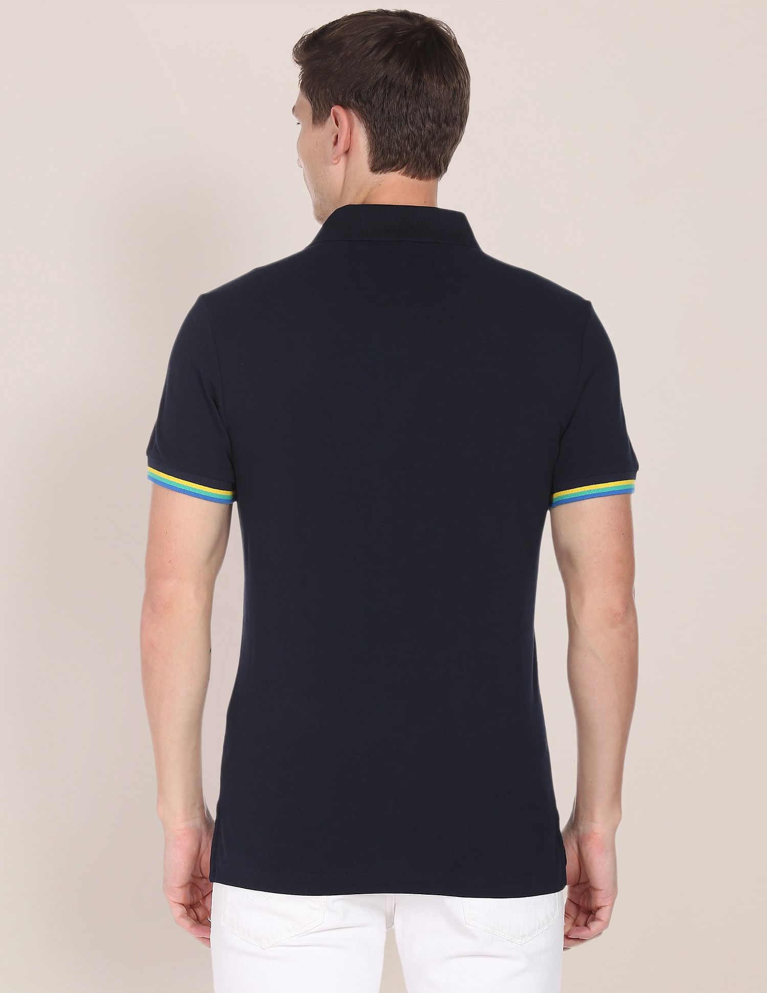 U.S. Polo Assn. Striped Sleeve Hem Logo Polo Shirt