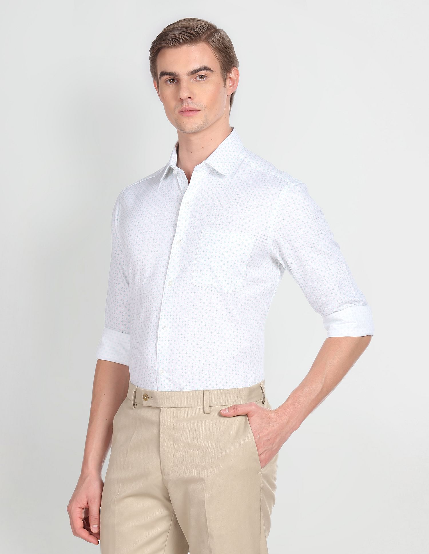 Arrow Geometric Print Cotton Formal Shirt
