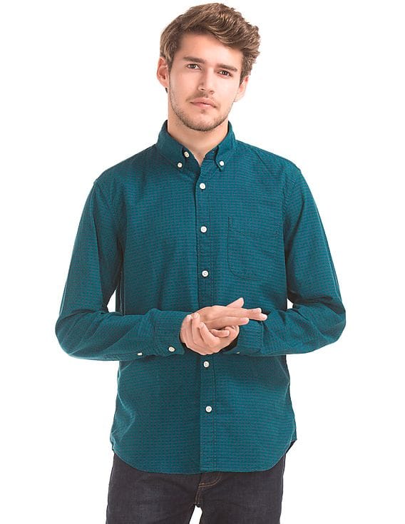 Buy GAP Men Men Green Oxford Gingham Long Sleeve Tailored Shirt - NNNOW.com