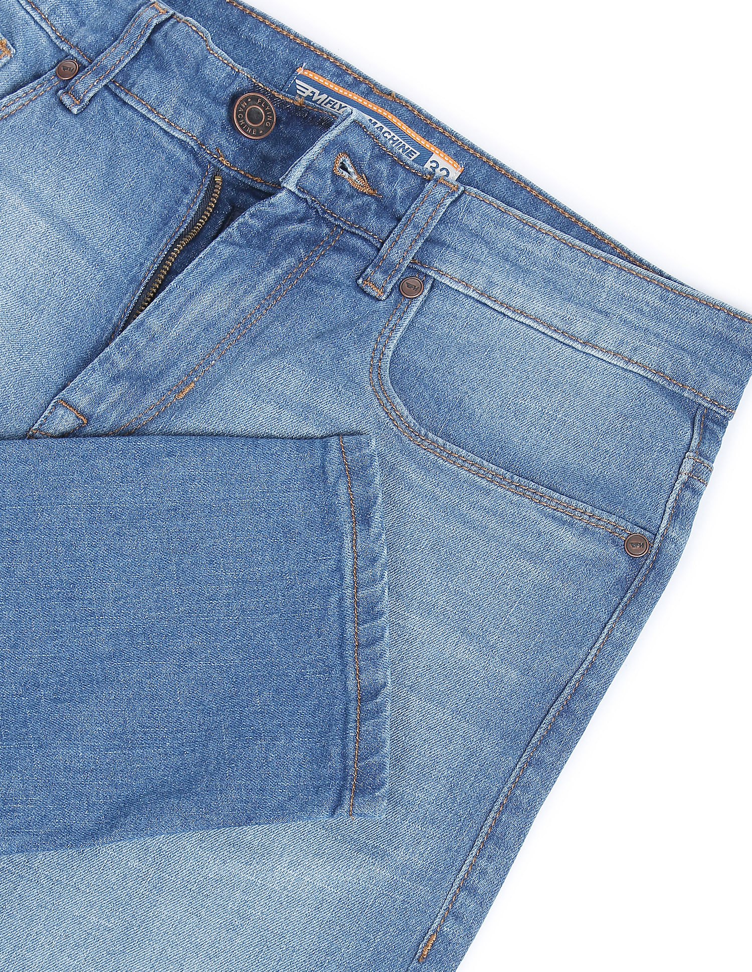 Flying Machine Stone Wash Slash Slim Tapered Fit Jeans