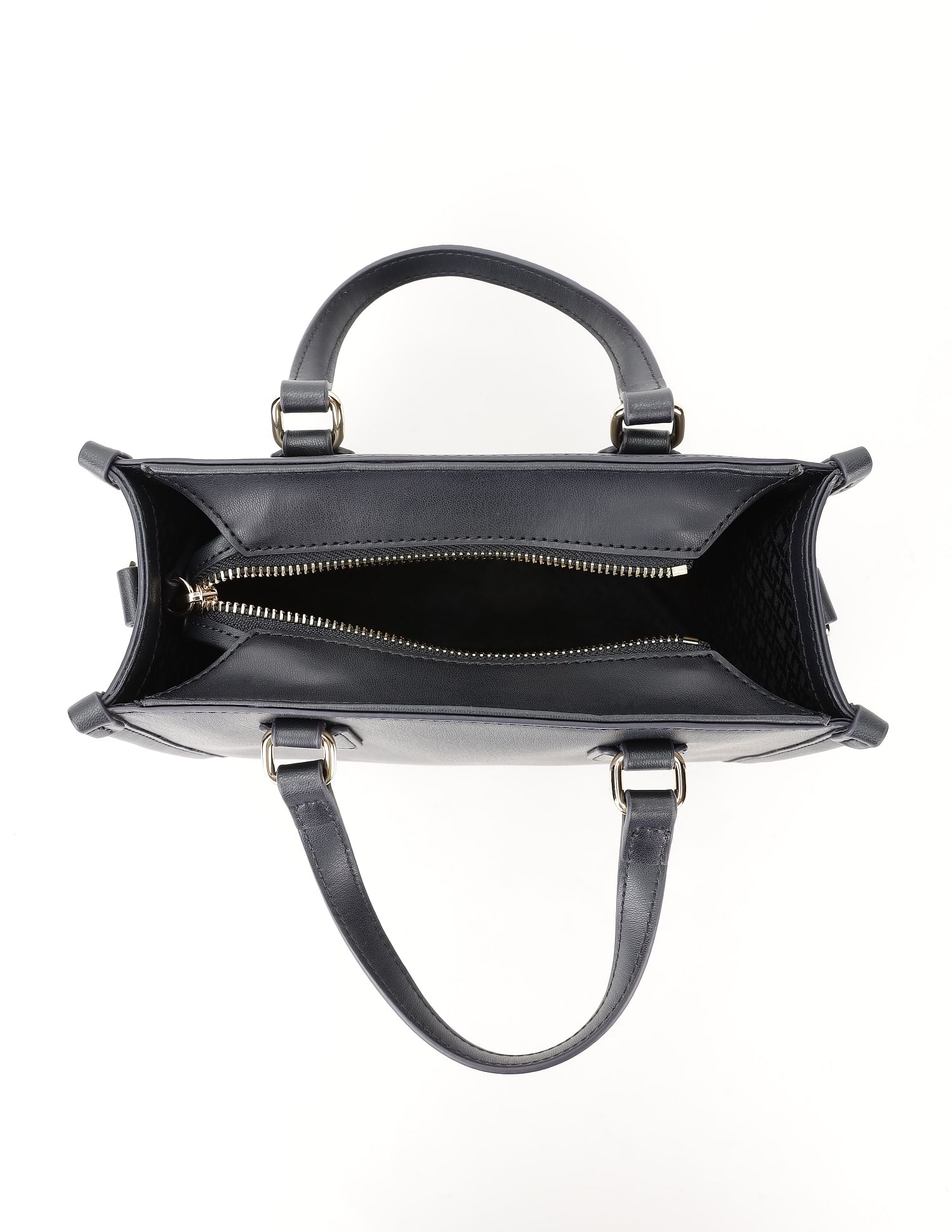 Tommy Hilfiger Solid Blue Pu Handbag