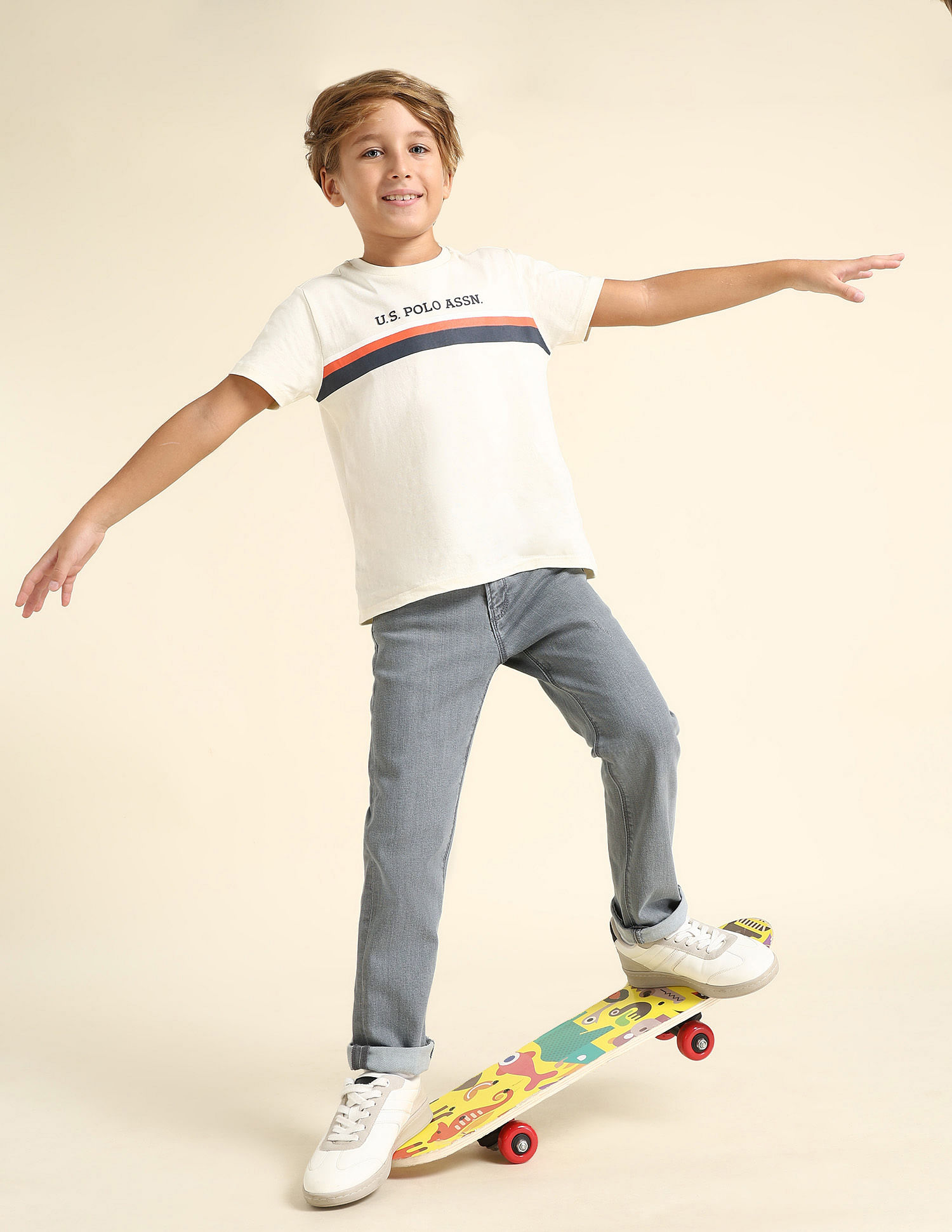 U.S. Polo Assn. Kids Boys Relaxed Fit Grey Jeans