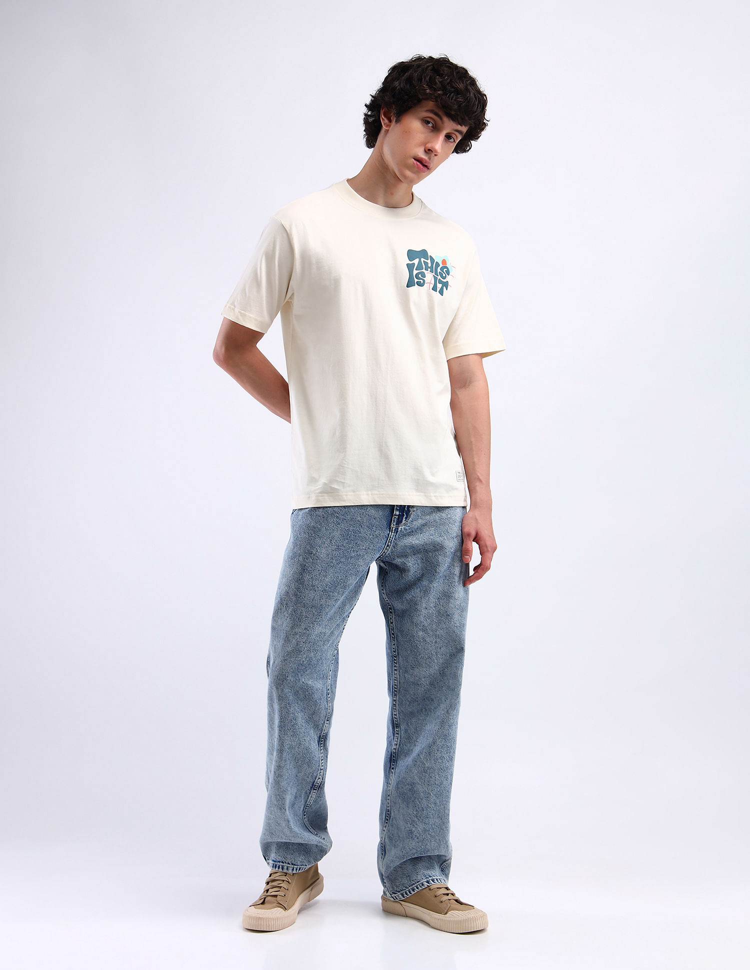 Flying Machine Graphic Print Cotton T-Shirt