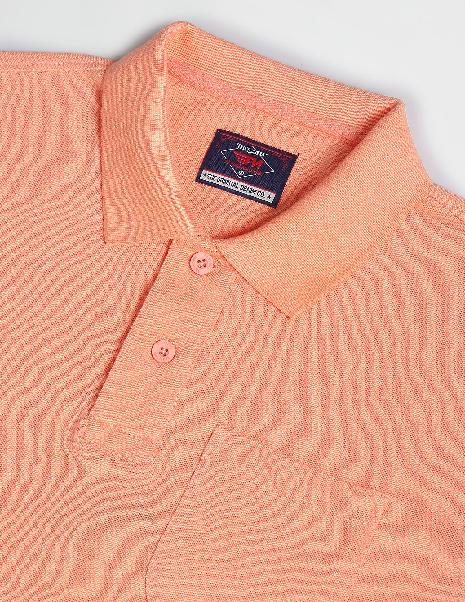 Flying Machine Solid One Pocket Polo Shirt