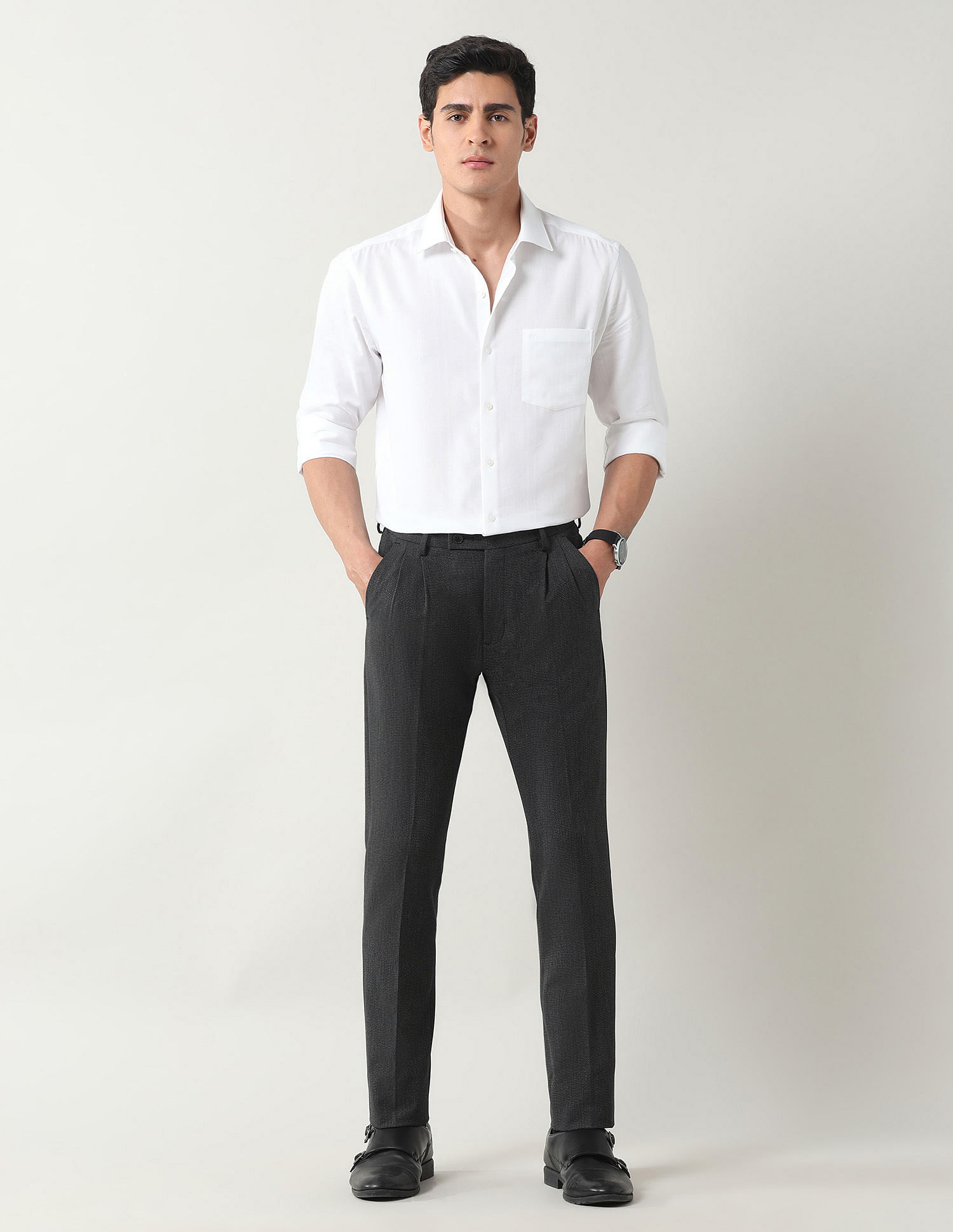 Arrow Slim Fit Dobby Weave Trousers