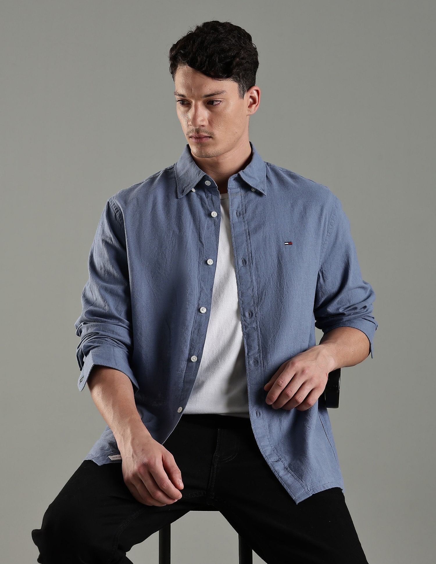 Tommy Hilfiger Solid Regular Fit Cotton Shirt