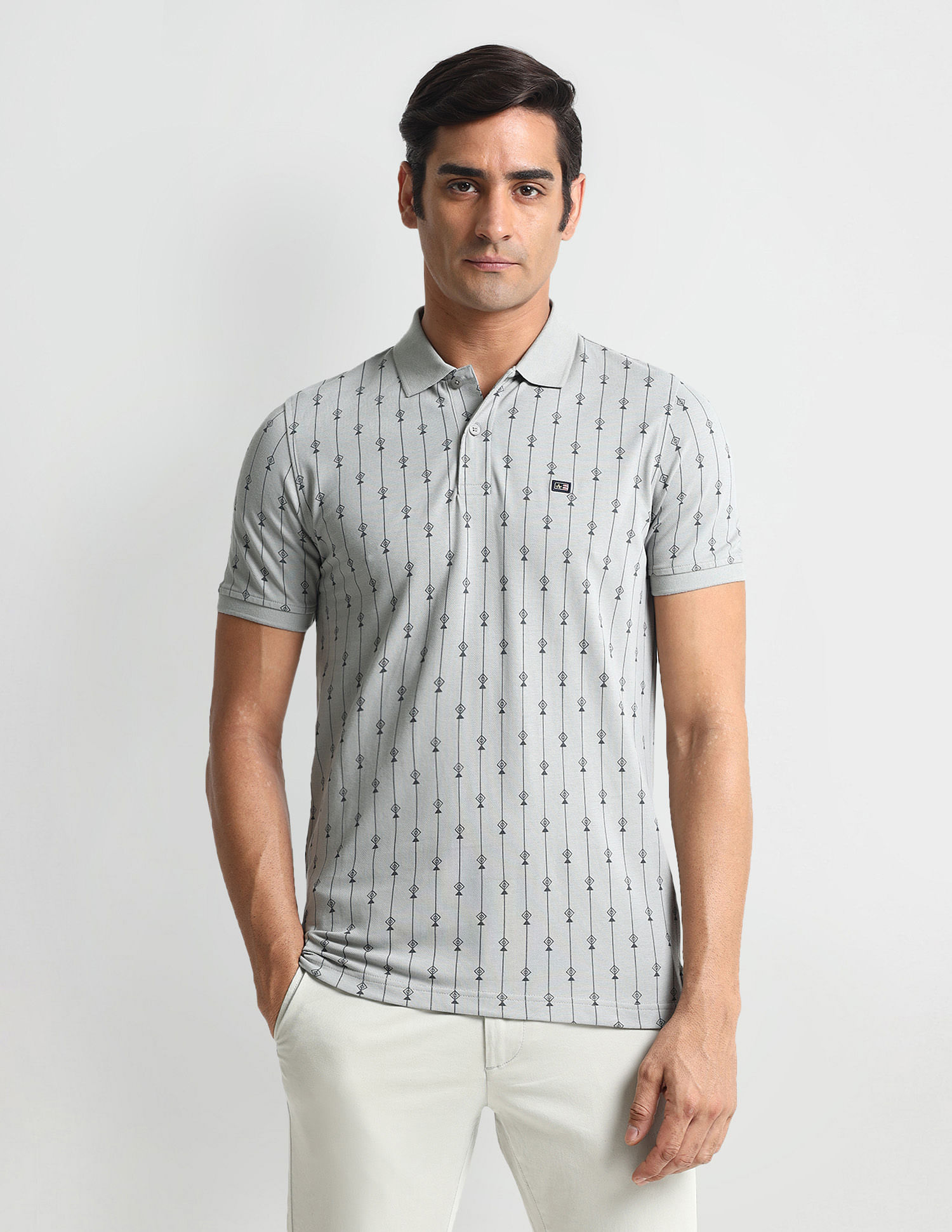 Arrow Sports Geometric Print Regular Polo Shirt