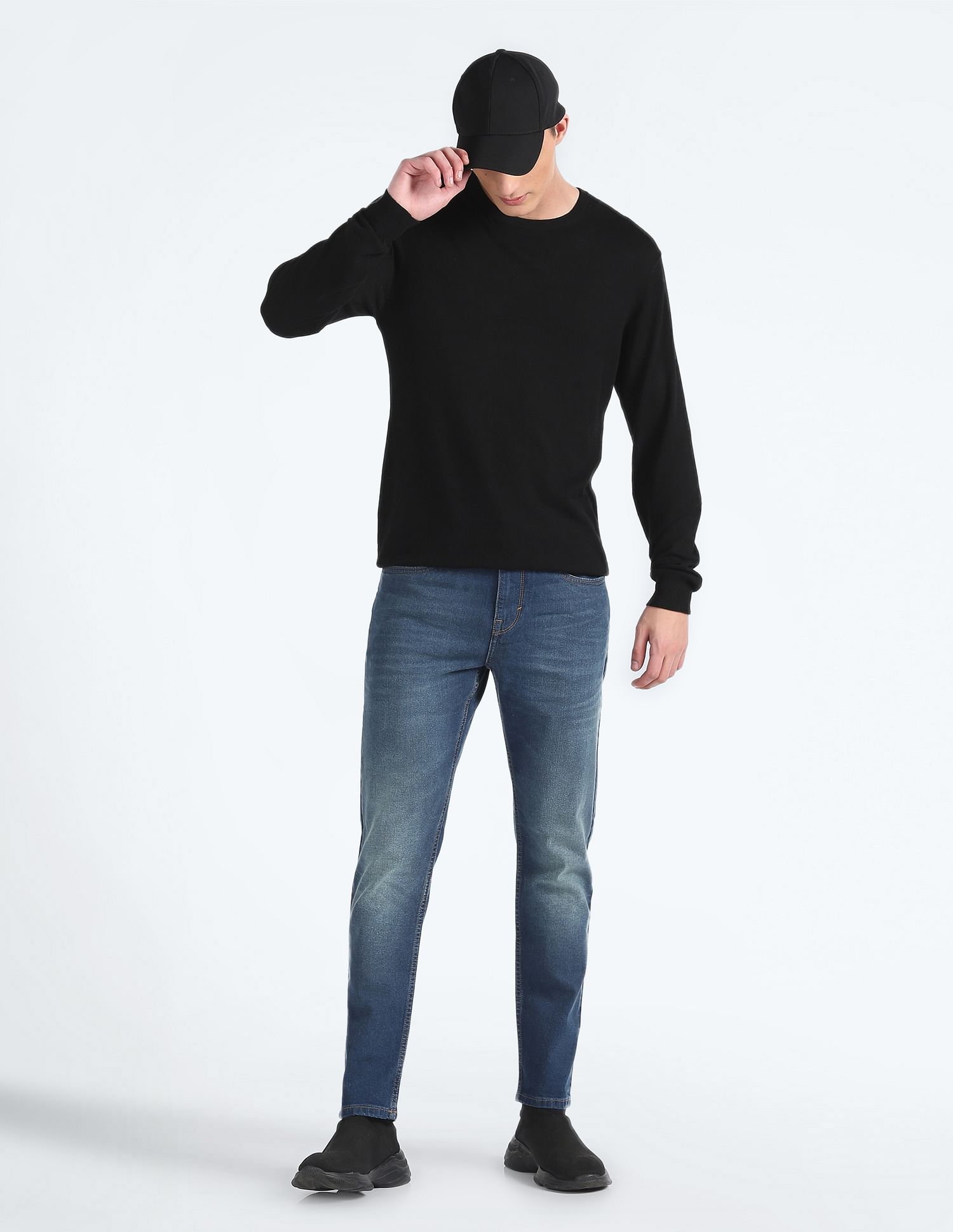 Flying Machine Stone Wash Slash Slim Tapered Fit Classic Vintage Jeans