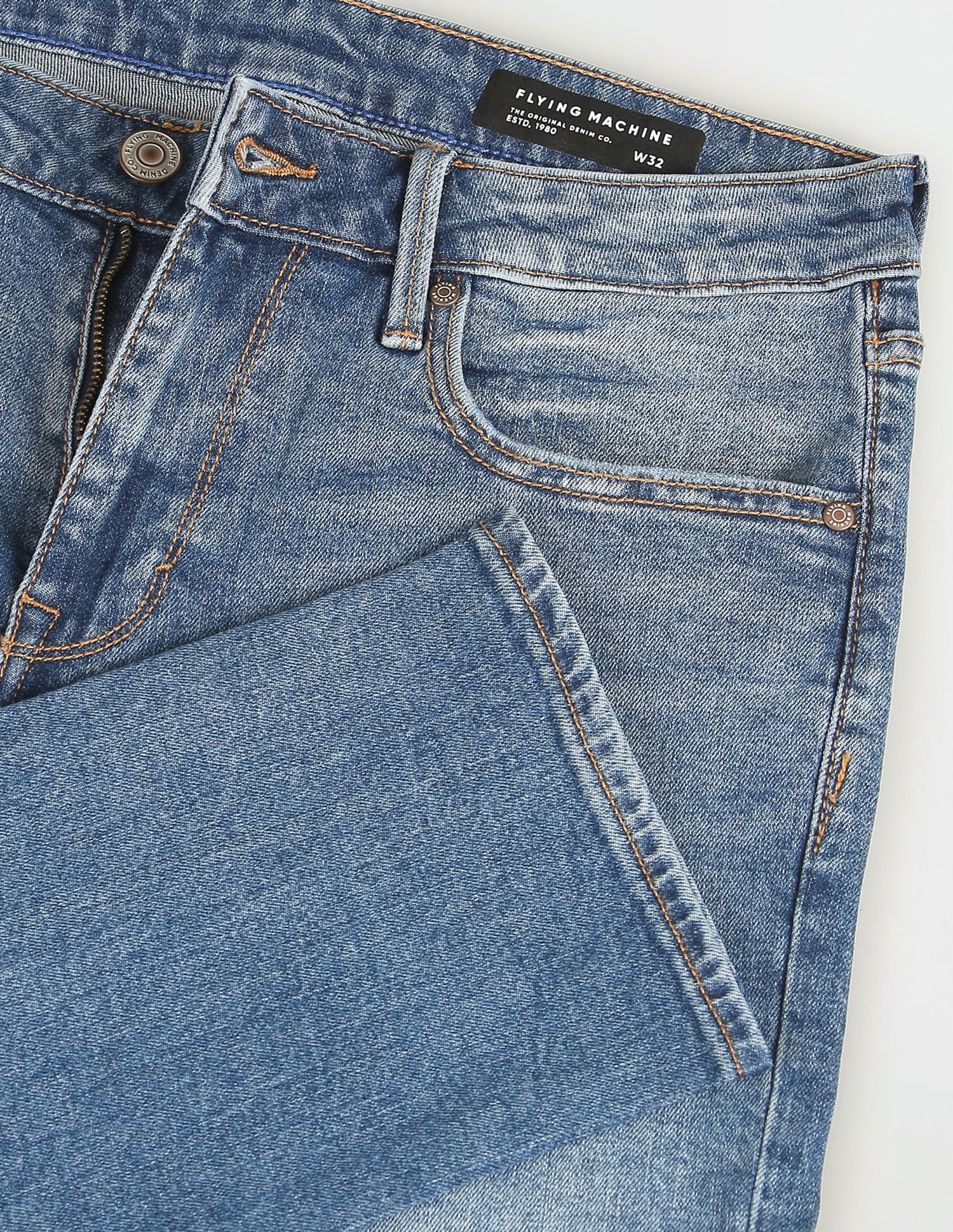 Flying Machine Michael Slim Tapered Fit Stone Wash Jeans