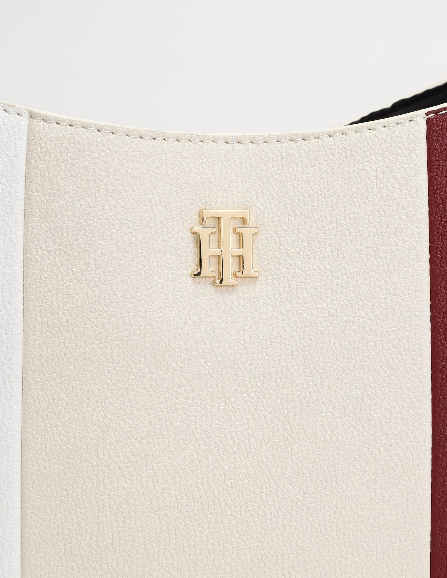 Tommy Hilfiger Striped Beige Pu Handbag