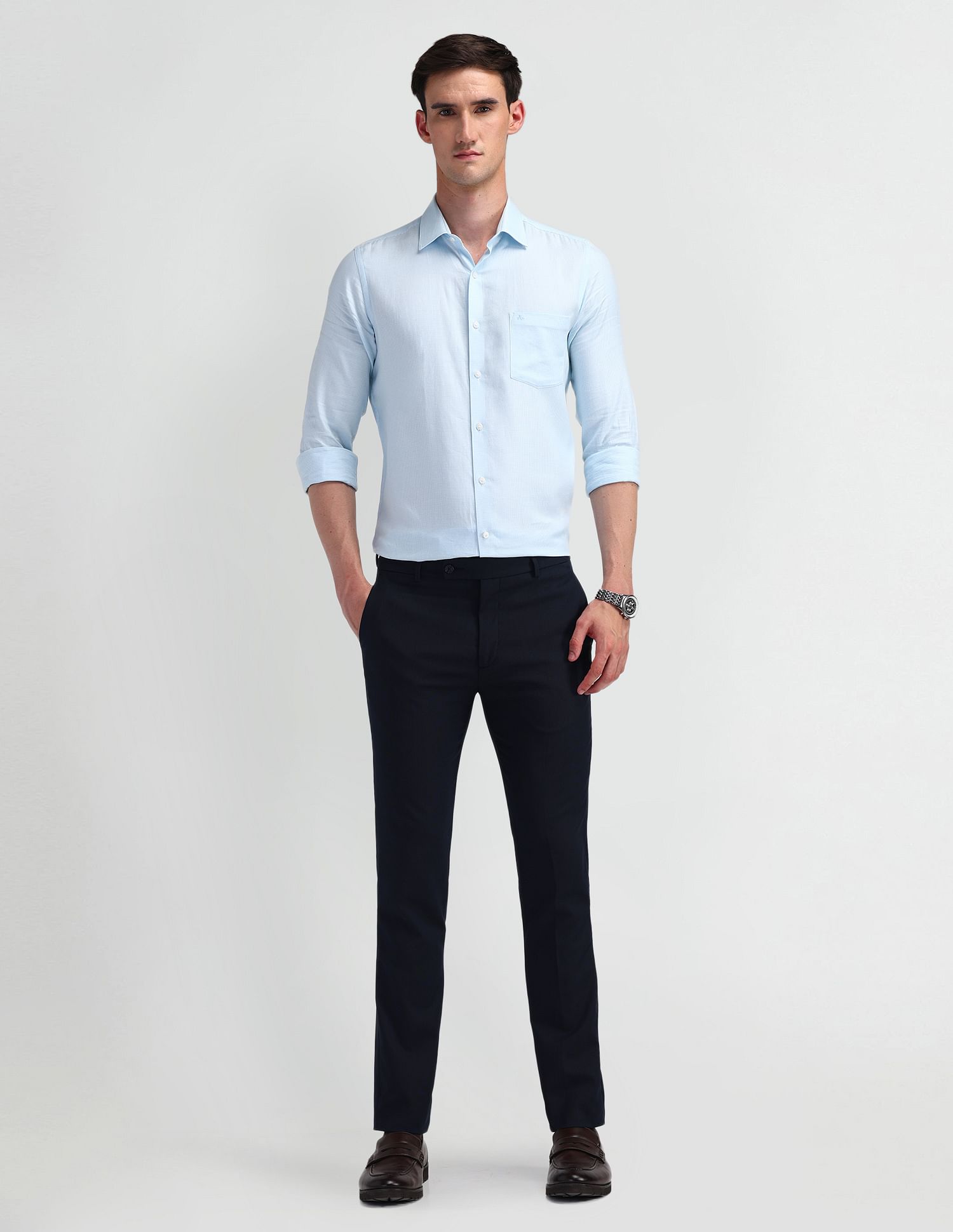 Arrow Slim Fit Mid Rise Trousers