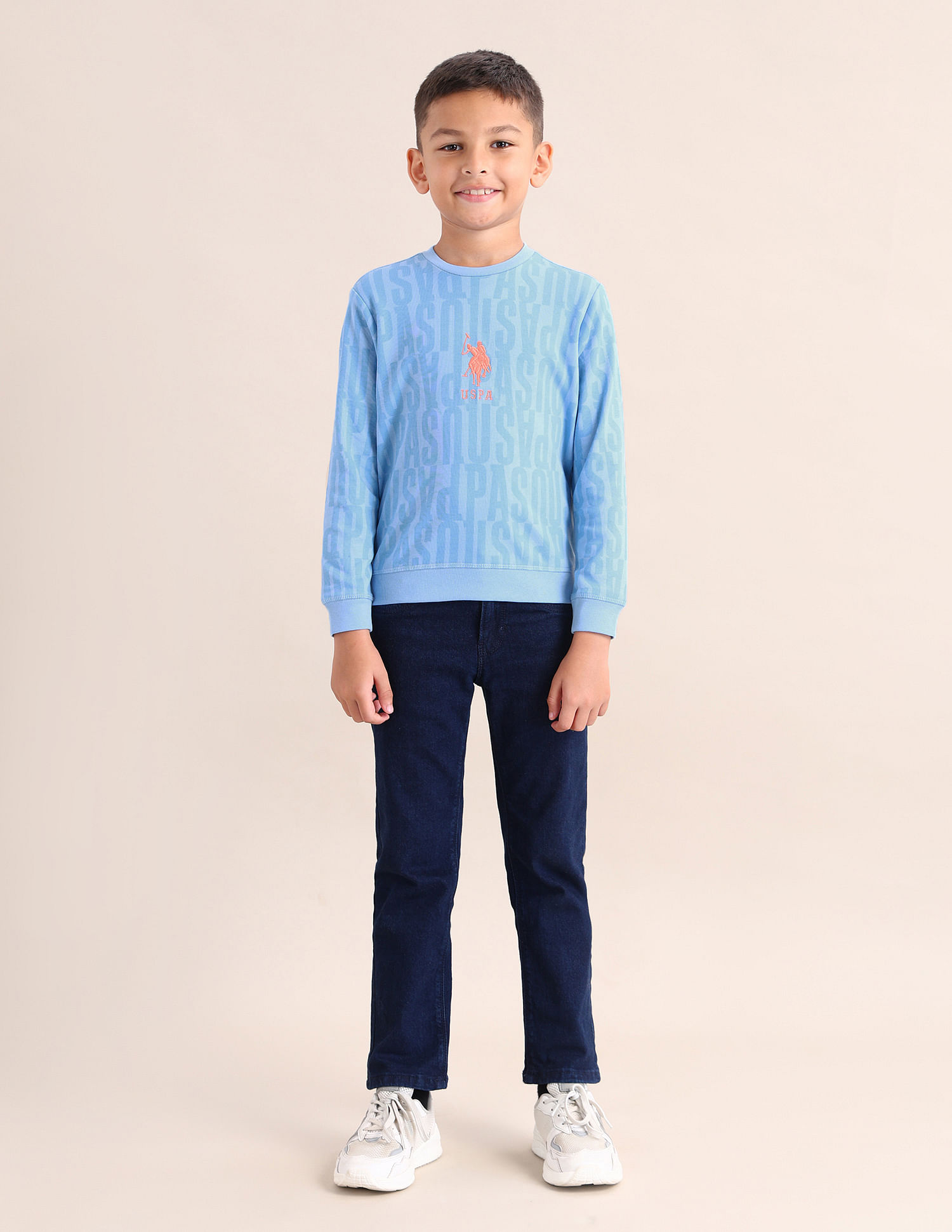 U.S. Polo Assn. Kids Boys Brand Printed Regular Fit Sweatshirt
