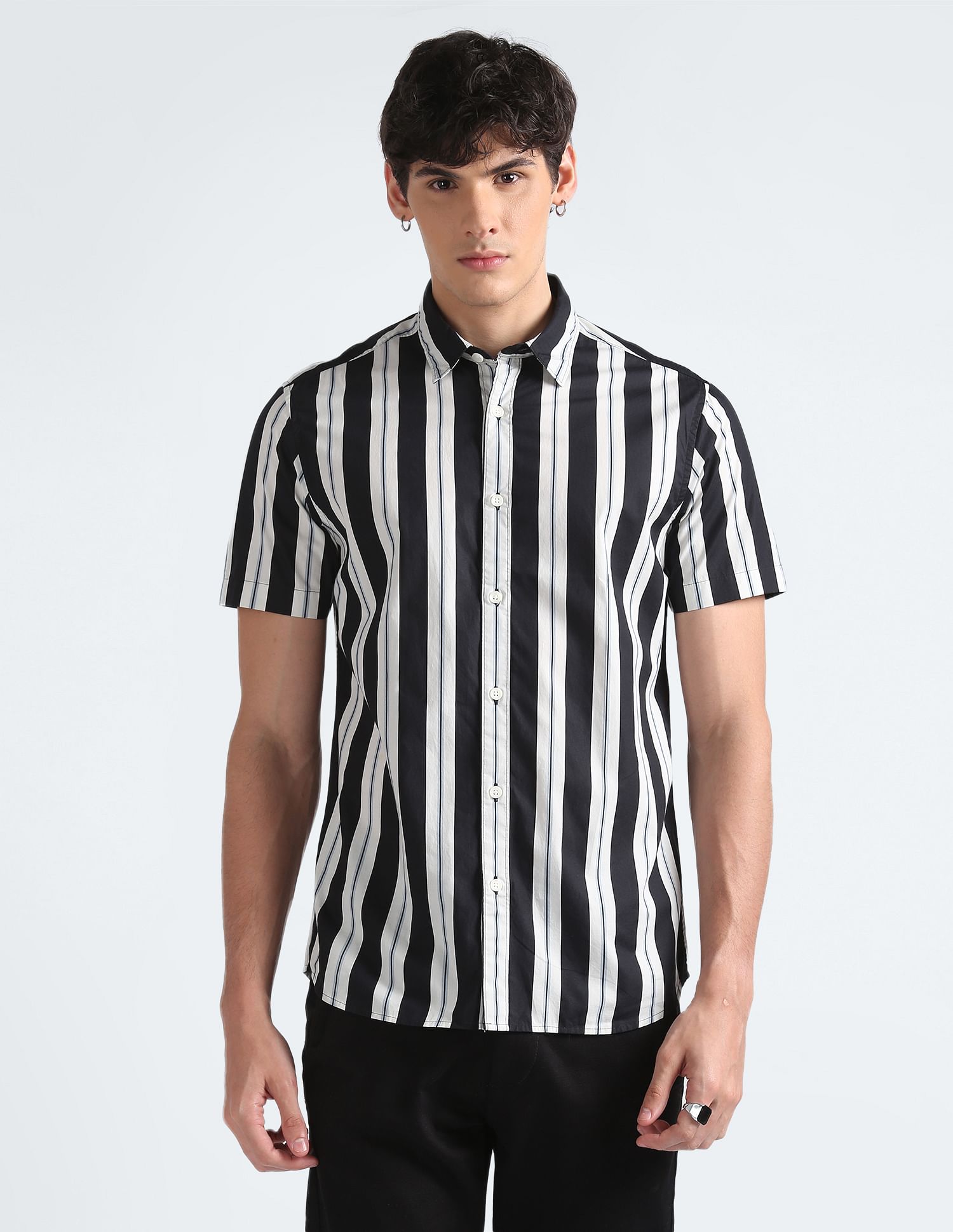 Flying Machine Vertical Stripe Cotton Shirt