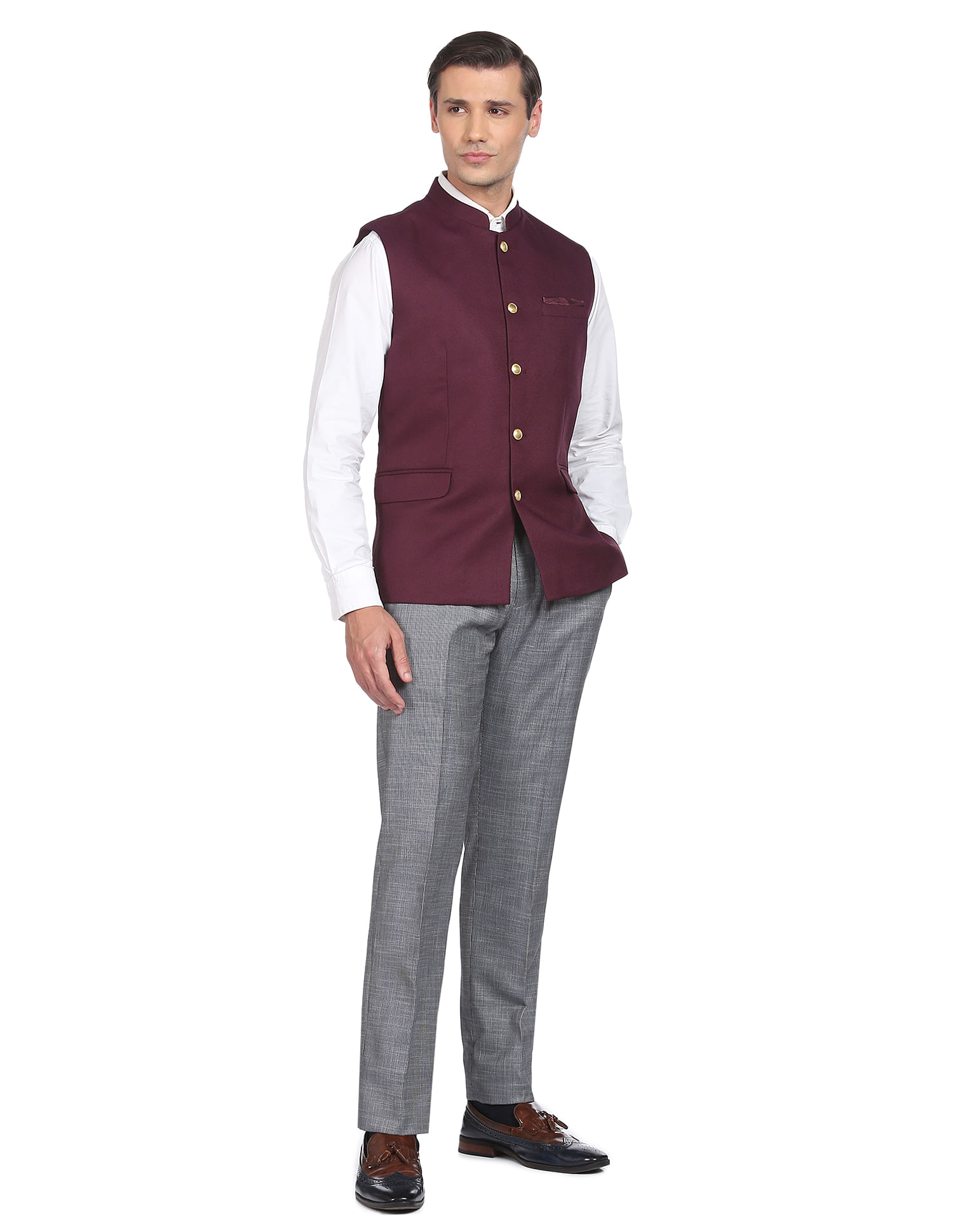 Wine Purple Kurta Pajama With Nehru Jacket 985MW18