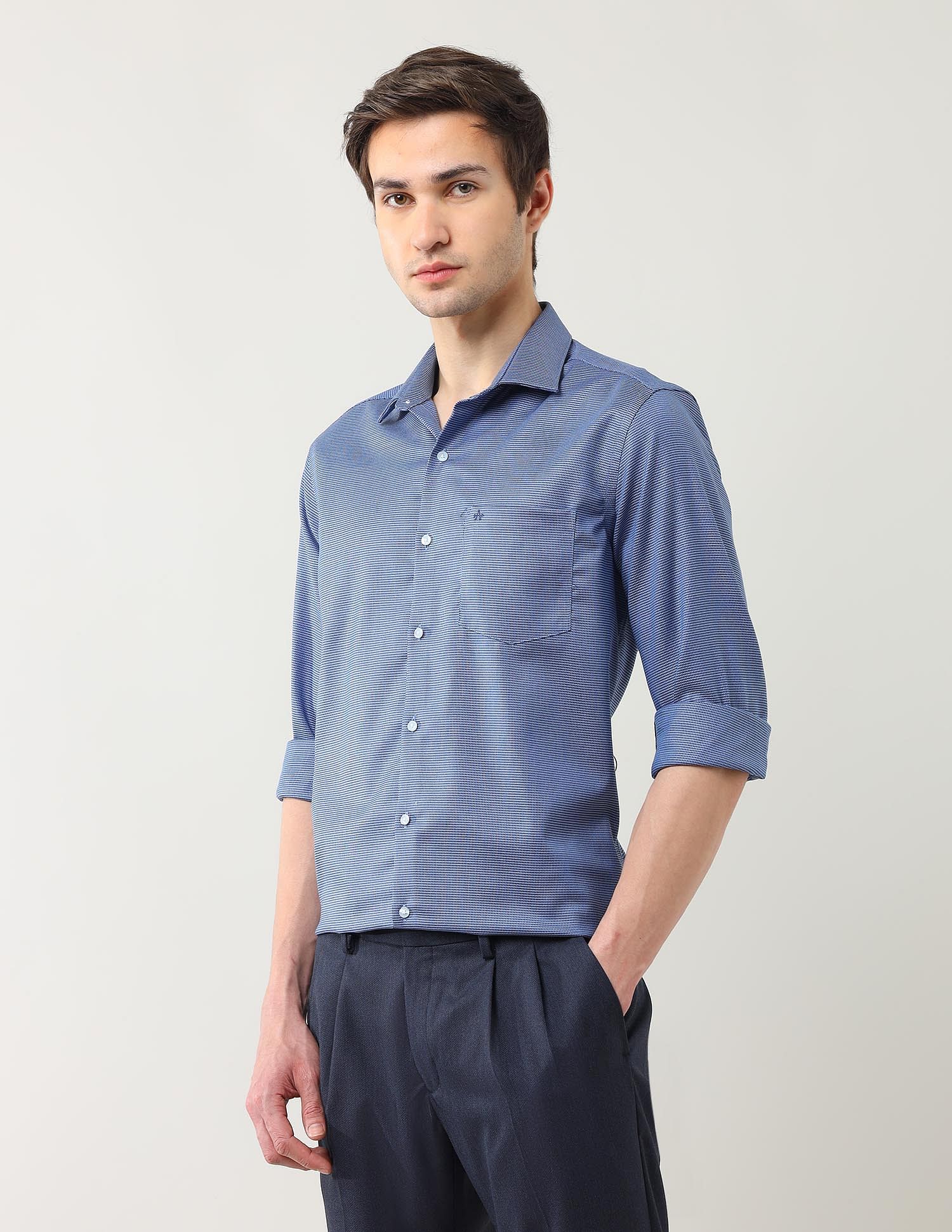 Arrow Manhattan Slim Fit Textured Autopress Shirt