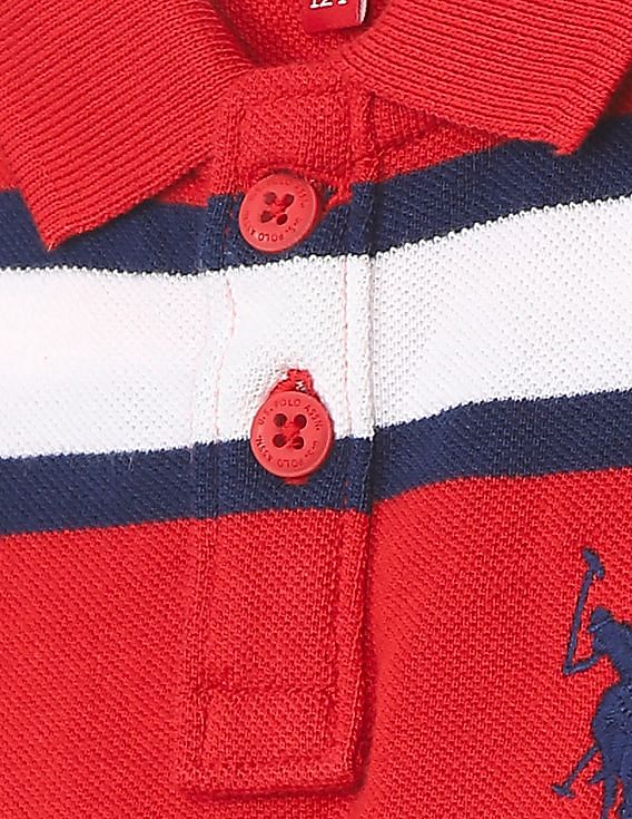 U.S. Polo Assn. Kids Ribbed Collar Striped Polo Shirt