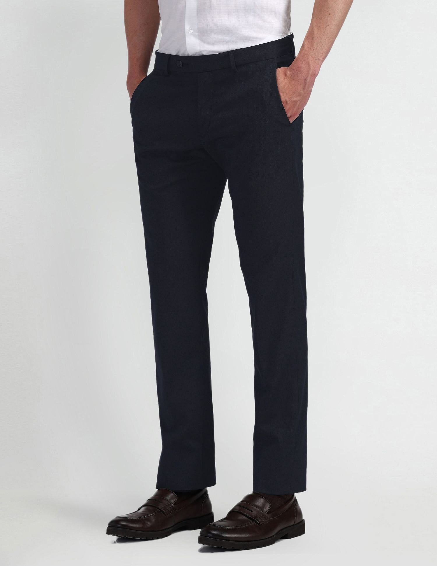 Arrow Slim Fit Solid Trousers