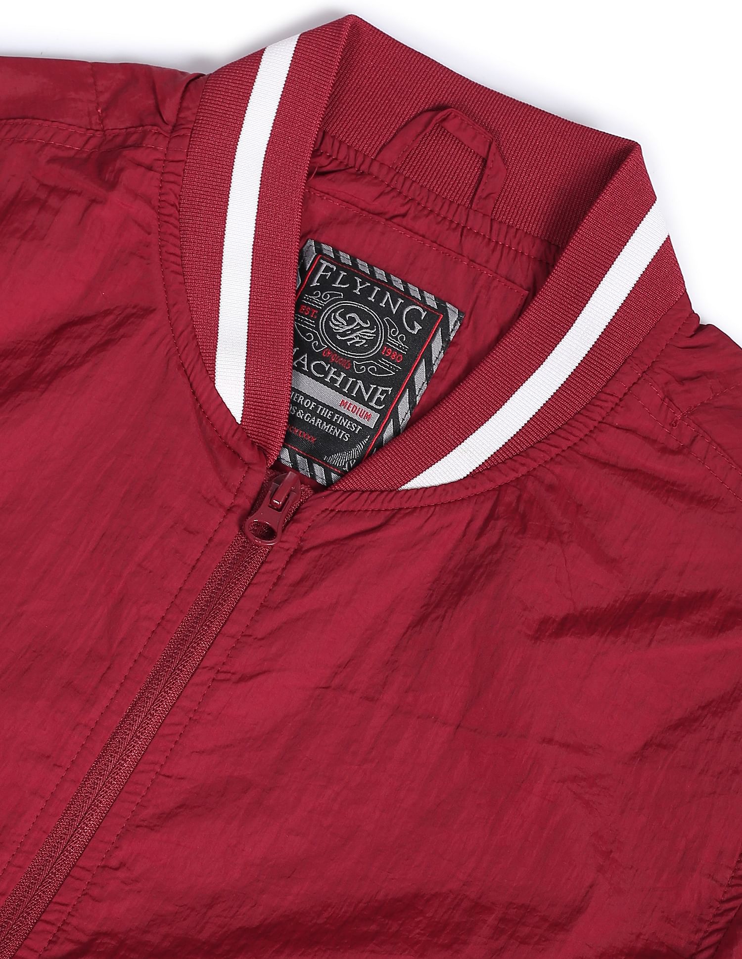 Flying Machine Solid Stand Collar Bomber Jacket